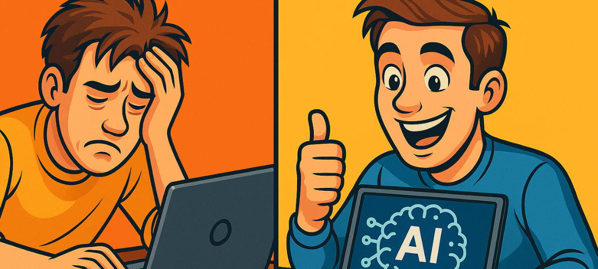 Before and after using AI tools — Designer transformation