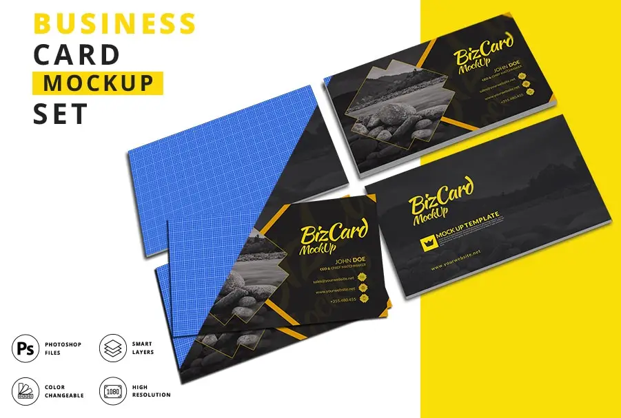 Unique business card mockup bundle a set of three image preview 1