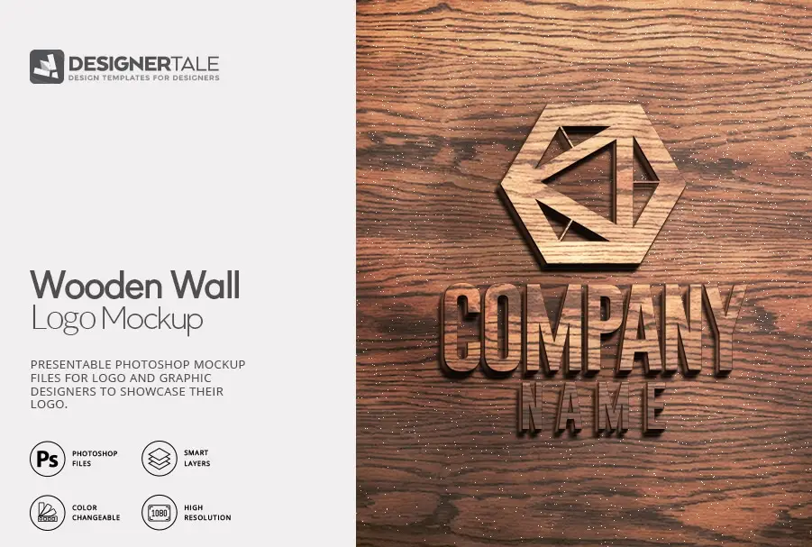 wooden wall logo mockup