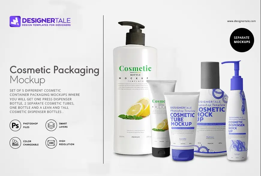 cosmetic packaging labels mockup