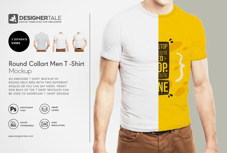 Rounded collar t shirt mockup psd