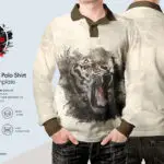 long sleeve men polo shirt mock up psd with color customization