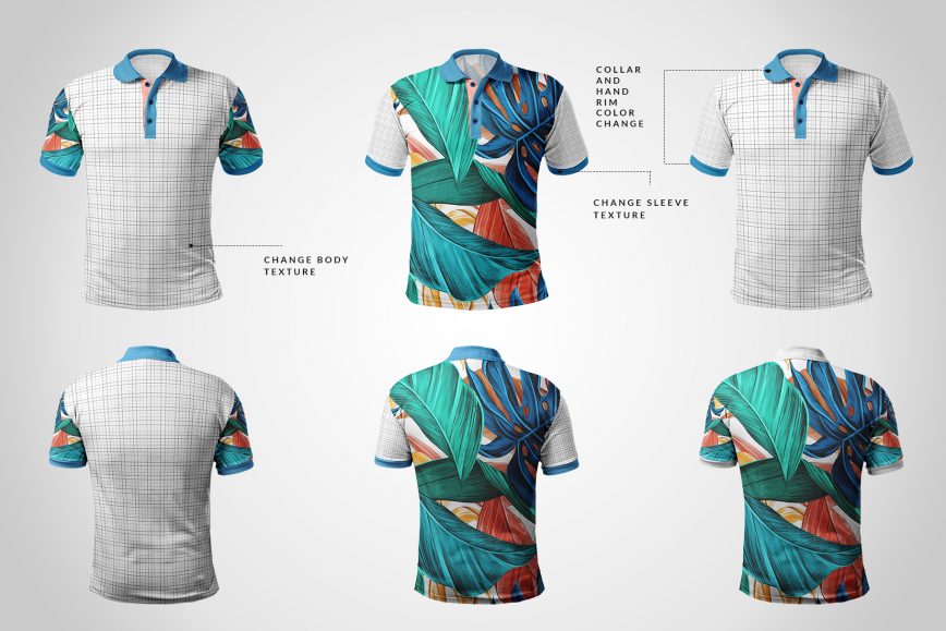 multi feature collar t shirt mockup Photoshop tempalte