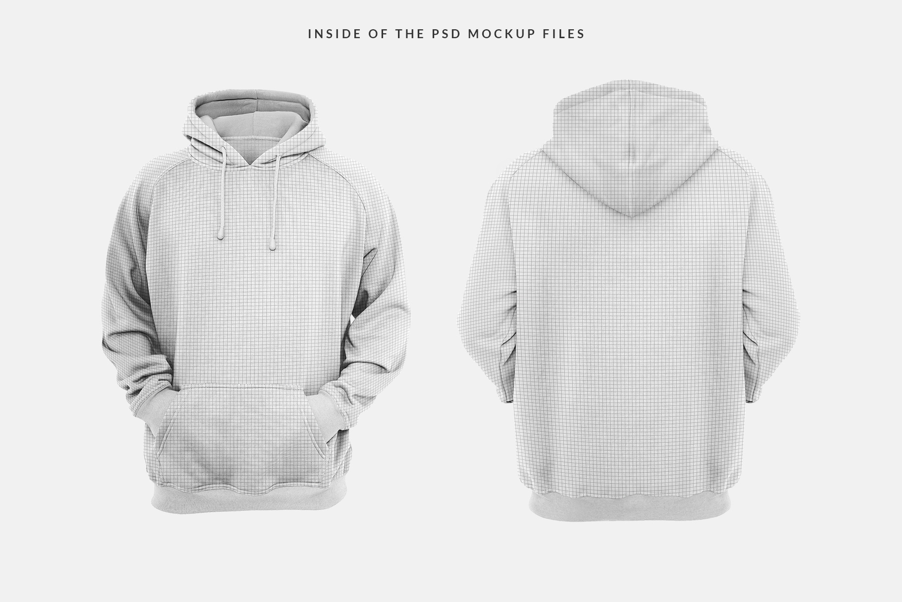 inside of the psd files of men hoodie mockup