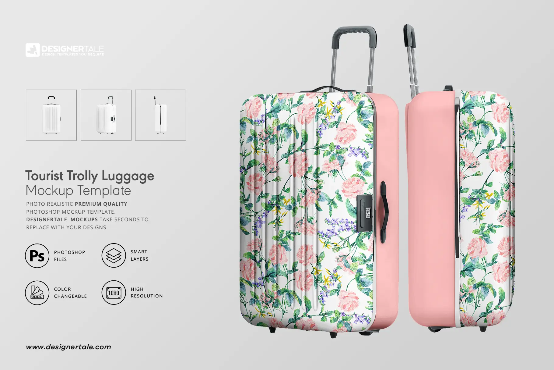 tourist trolley luggage mockup
