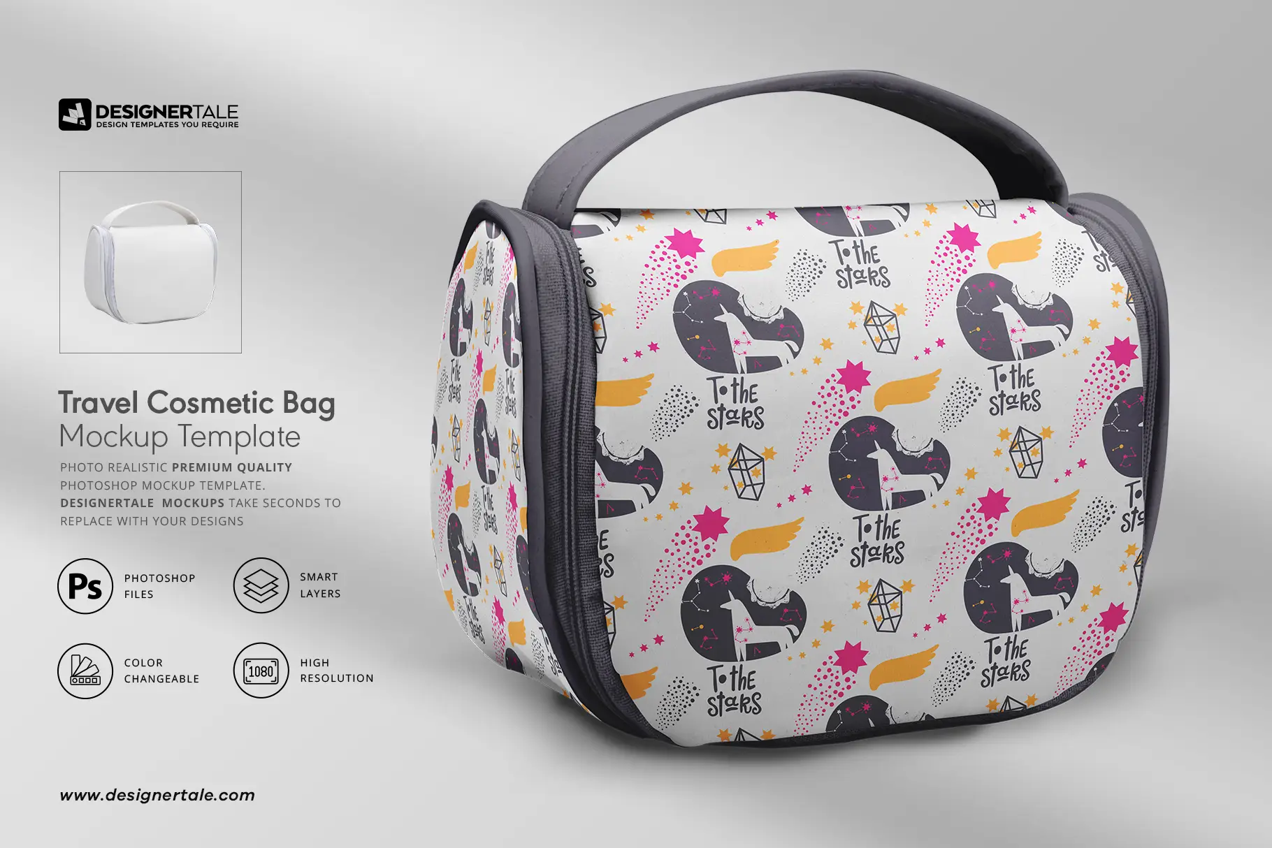travel cosmetic bag mockup