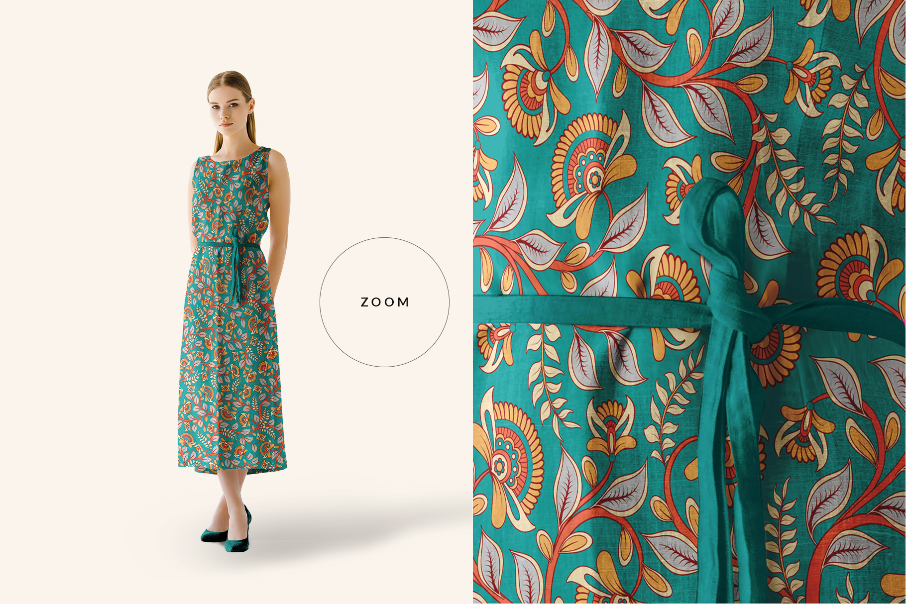 zoomed in image of women's sleeveless summer dress mockup