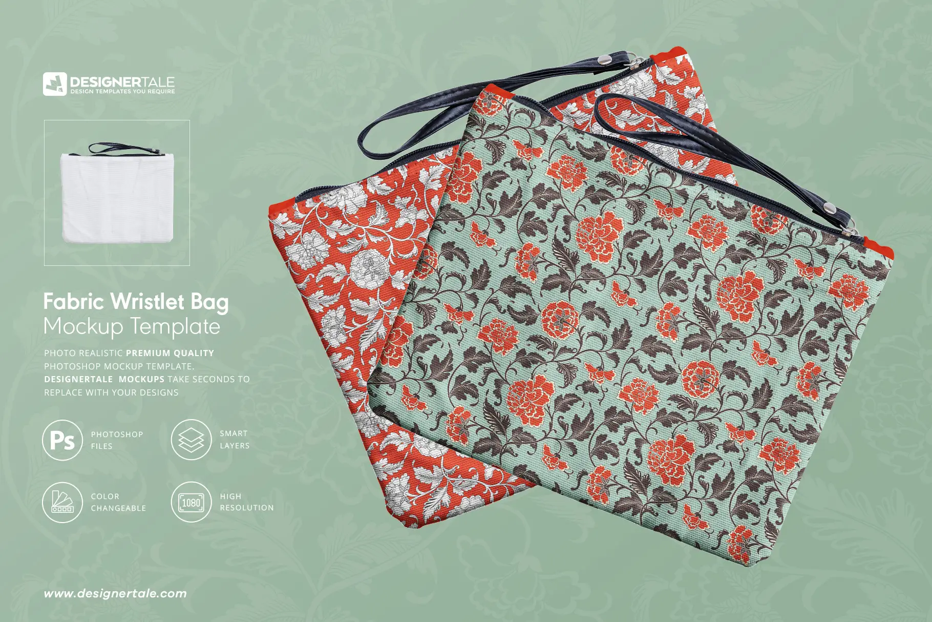 fabric wristlet bag mockup
