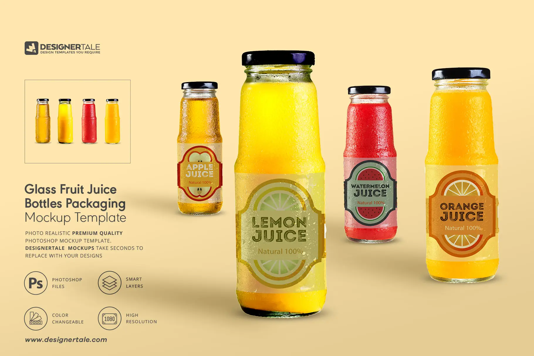 fruit juice glass container mockup