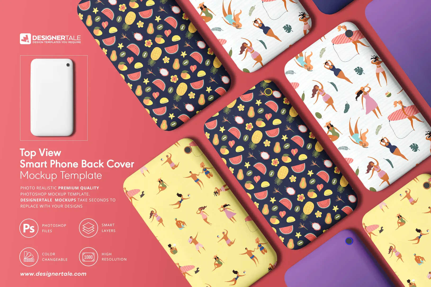 top view smart phone back cover mockup