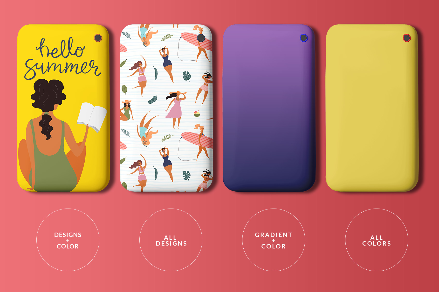 variations of the top view smart phone back cover mockup