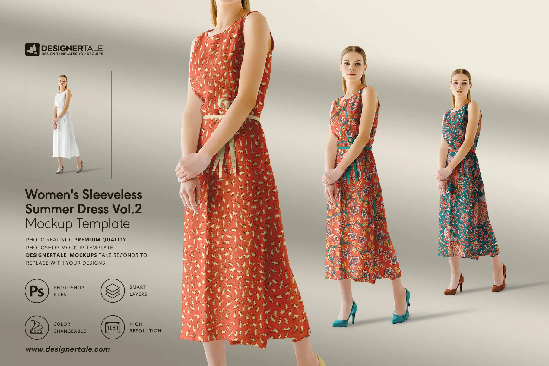 women's sleeveless summer dress mockup vol.2