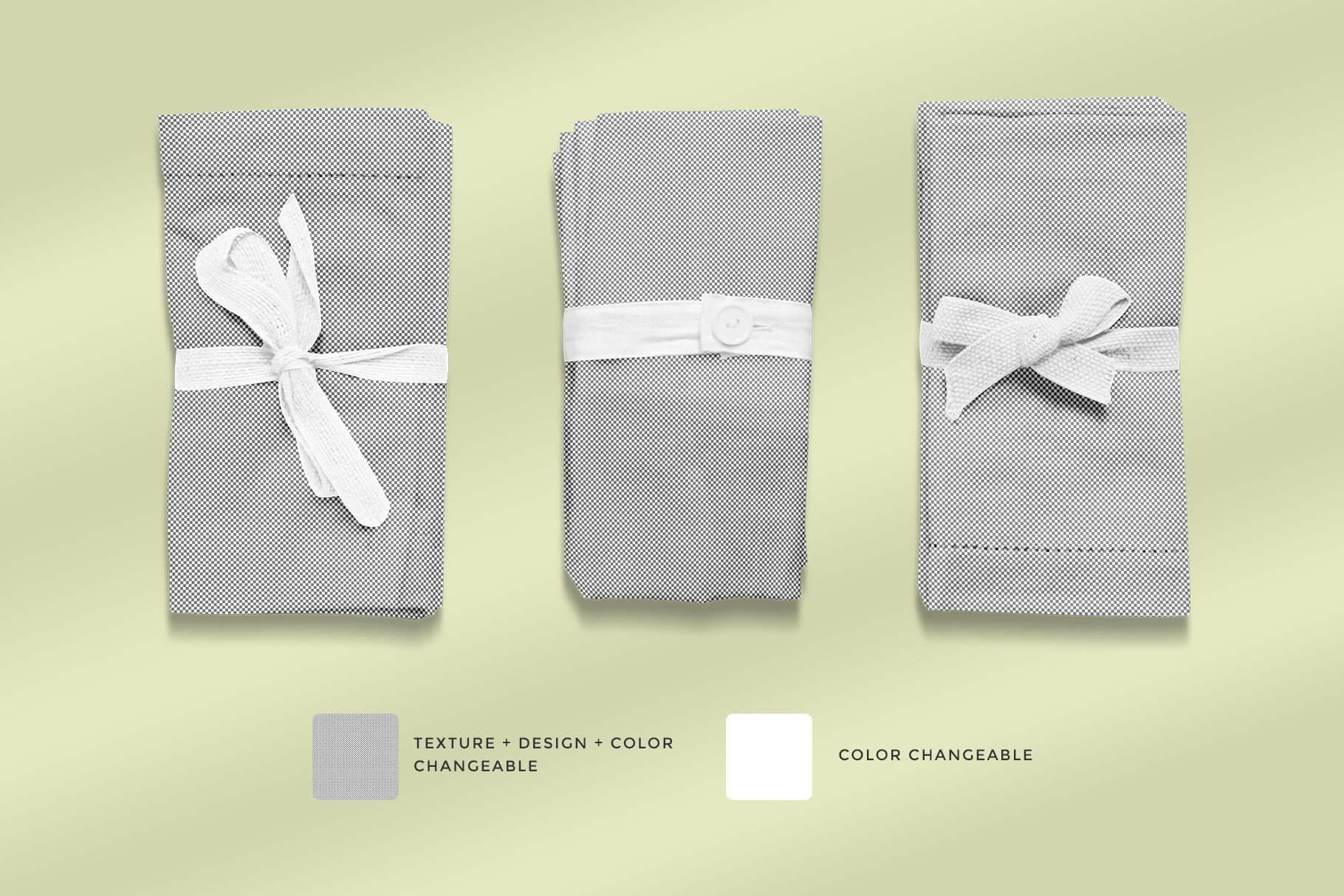 editability of the top view rolled linen dinner napkin mockup