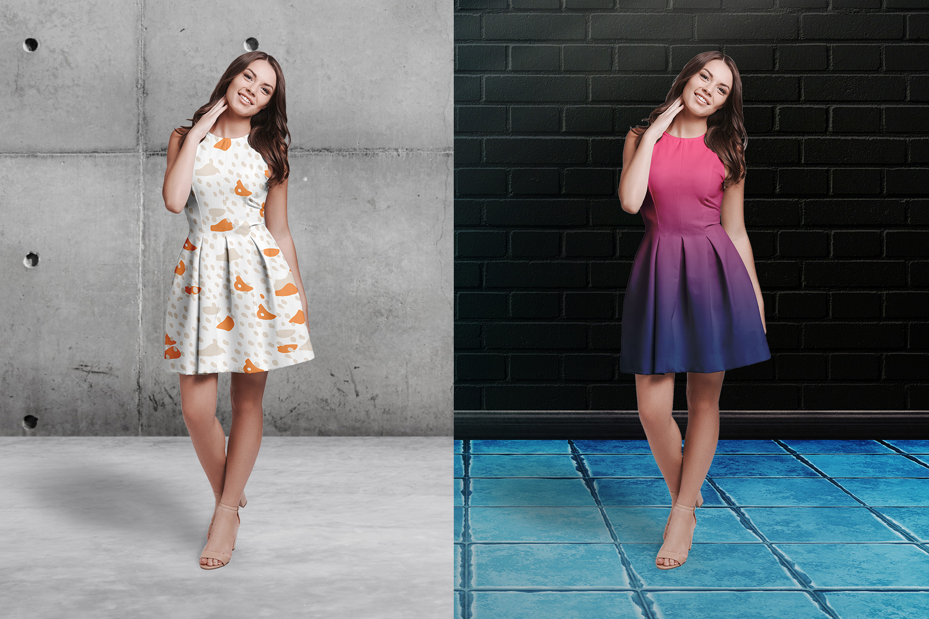 background options of the female short party dress mockup