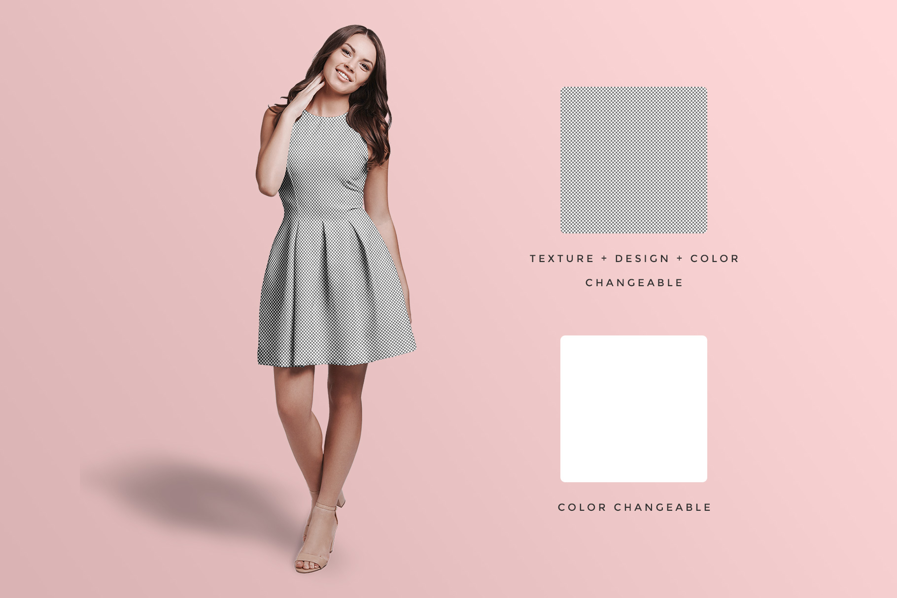 editability of the female short party dress mockup