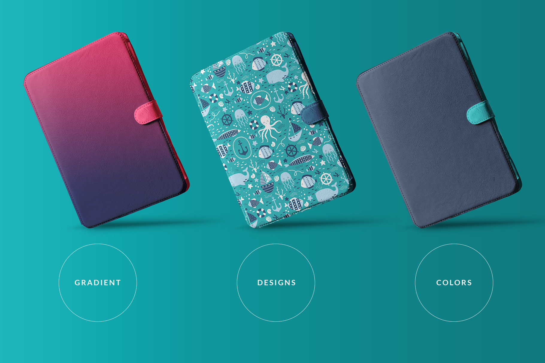 types of the iPad diary case mockup