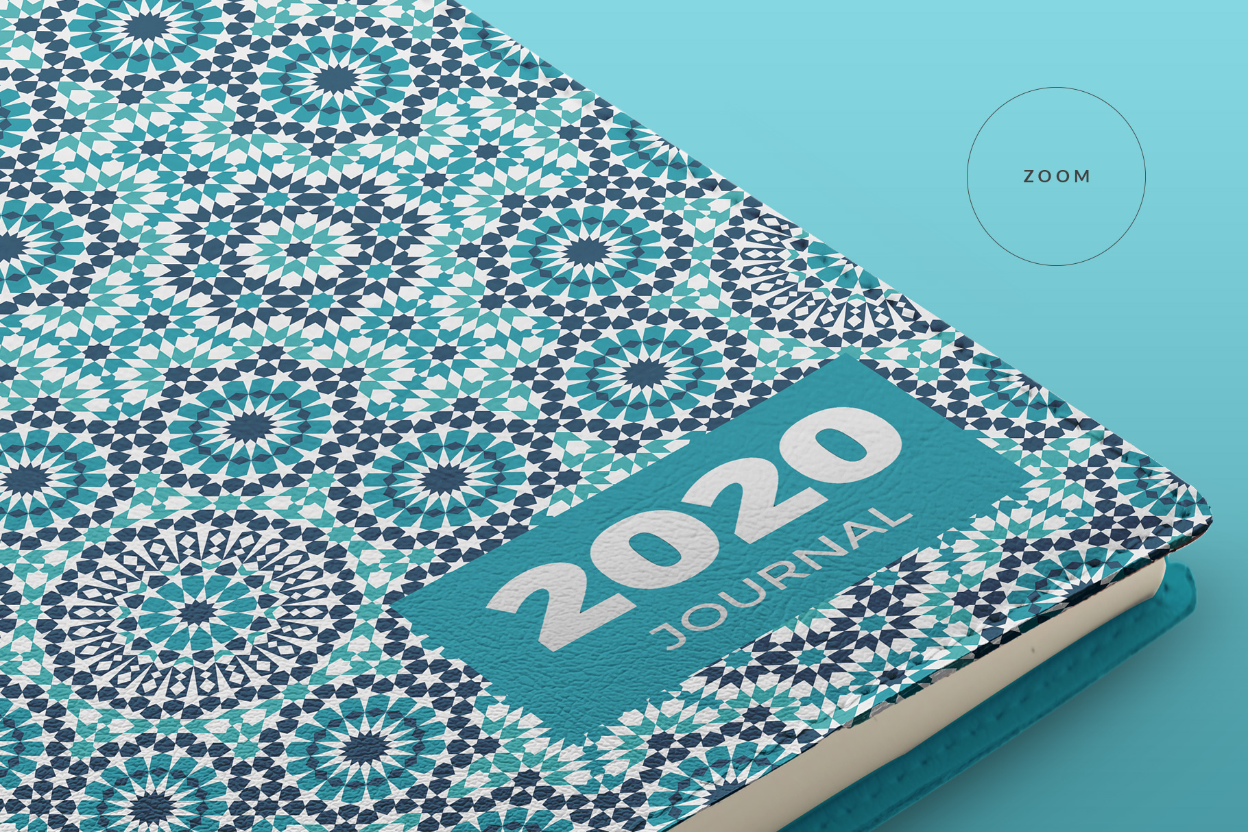 zoomed in image of the leather bind journal cover mockup