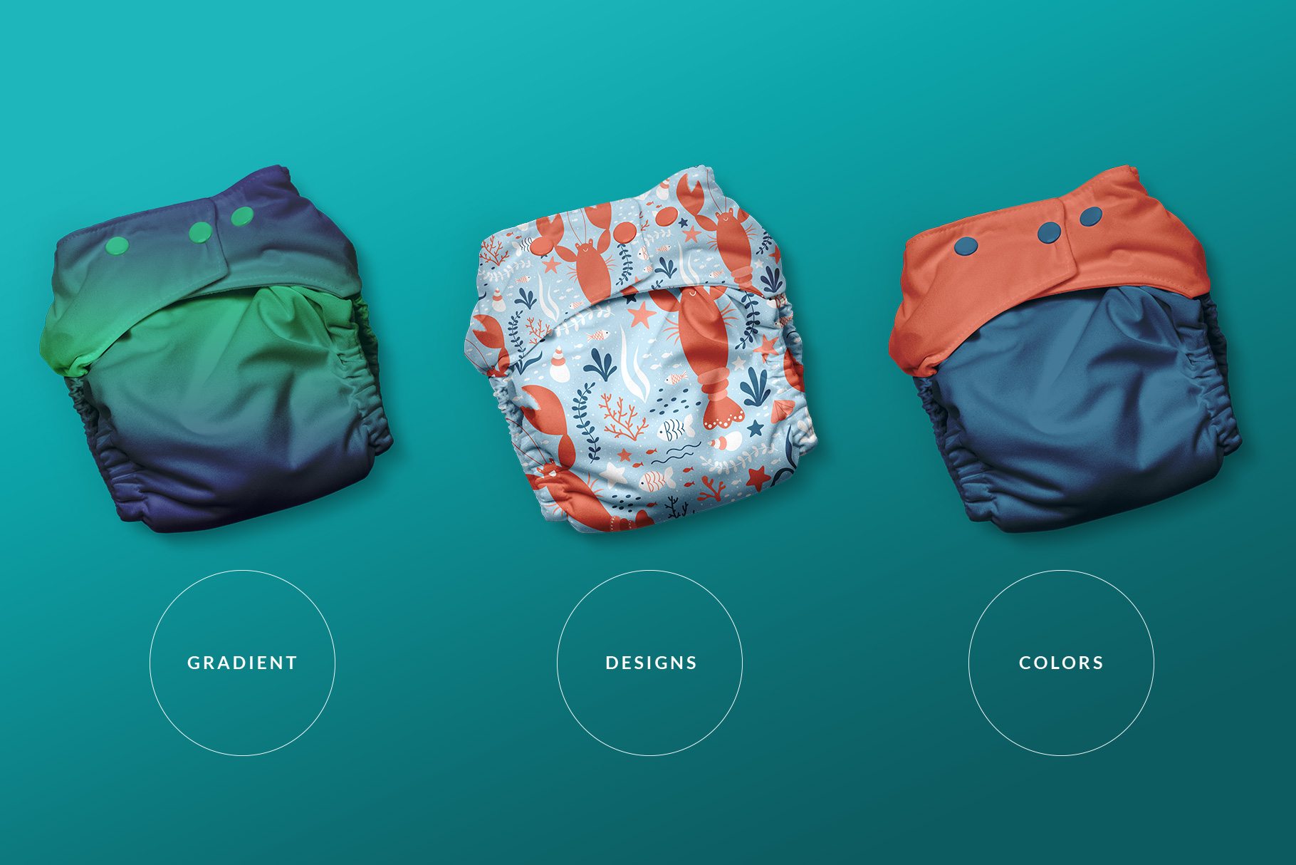types of the reusable cloth diaper mockup