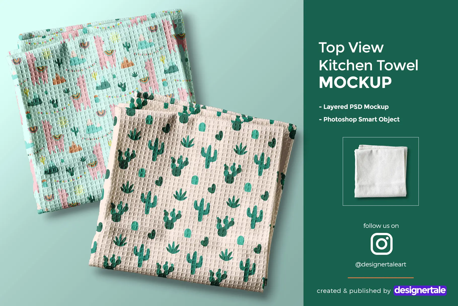top view kitchen towel mockup