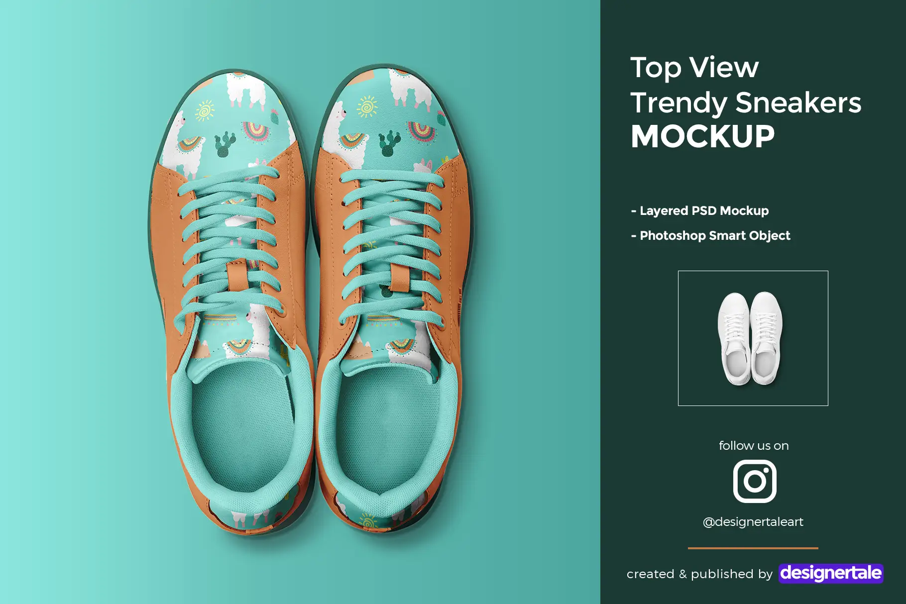 top view trendy sneakers mockup