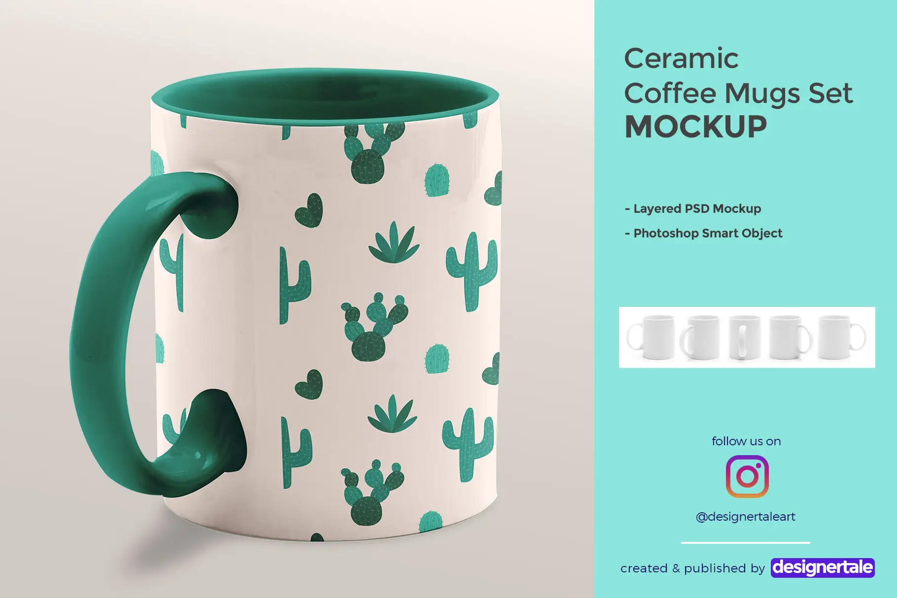 ceramic coffee mugs mockup set