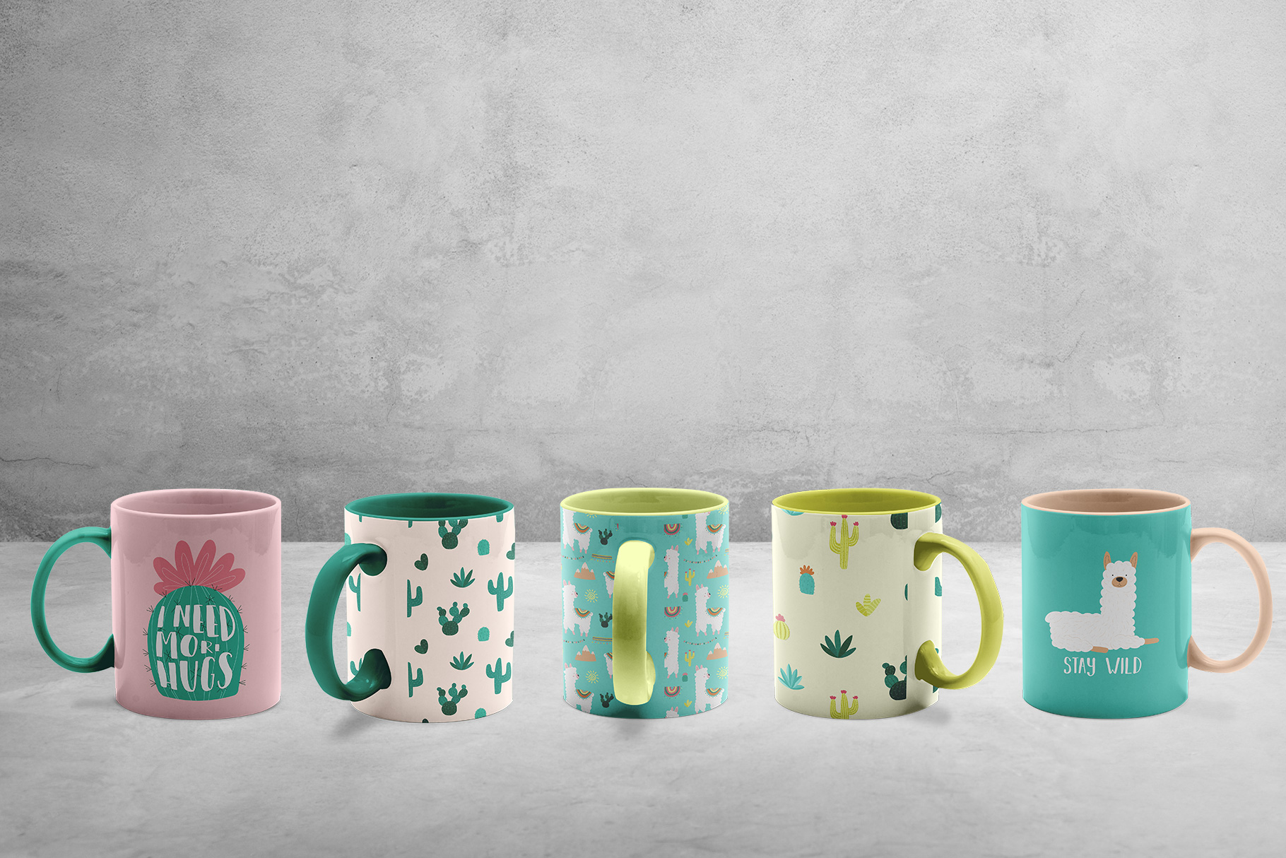 background options of the ceramic coffee mugs mockup set