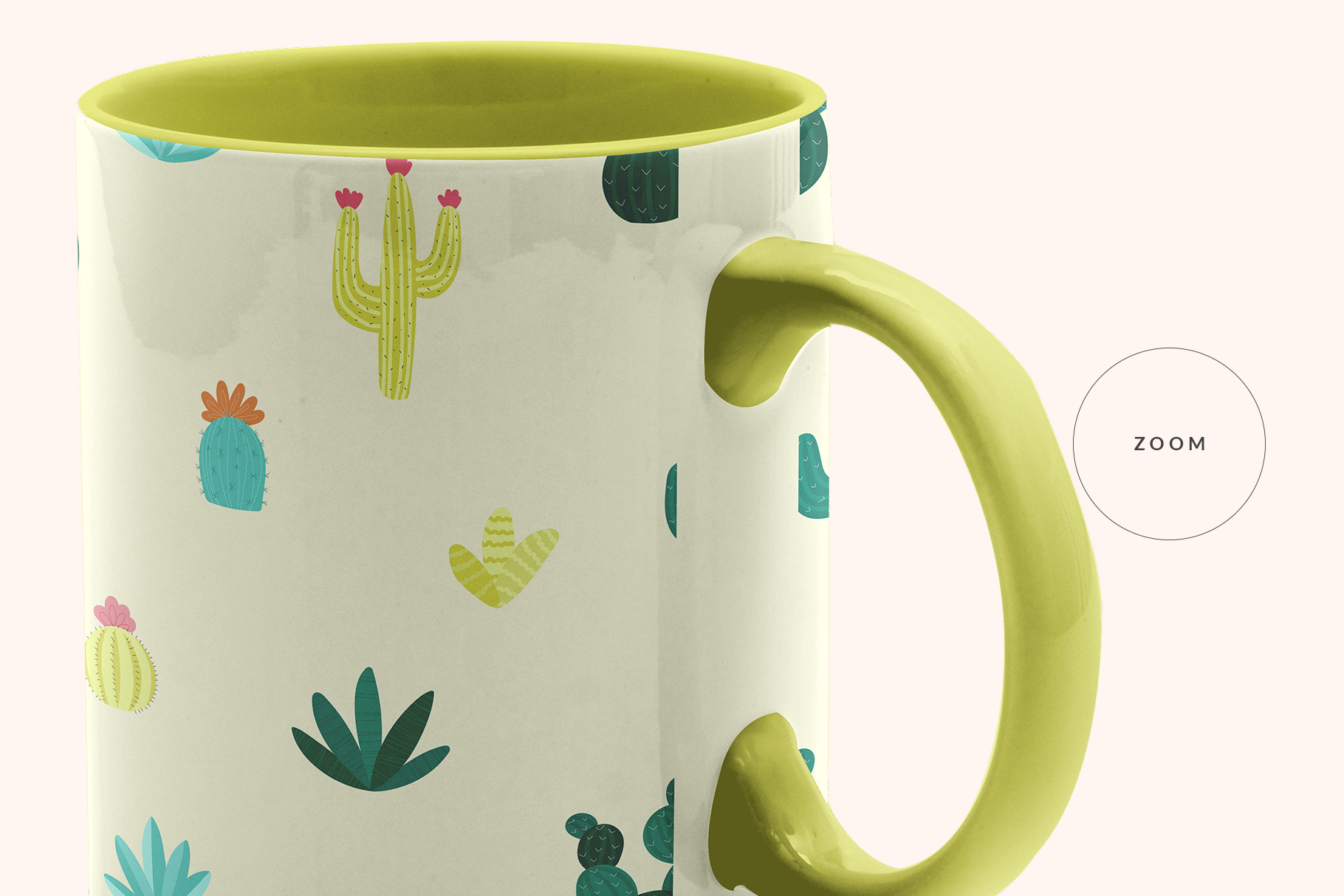 zoomed in image of the ceramic coffee mugs mockup set