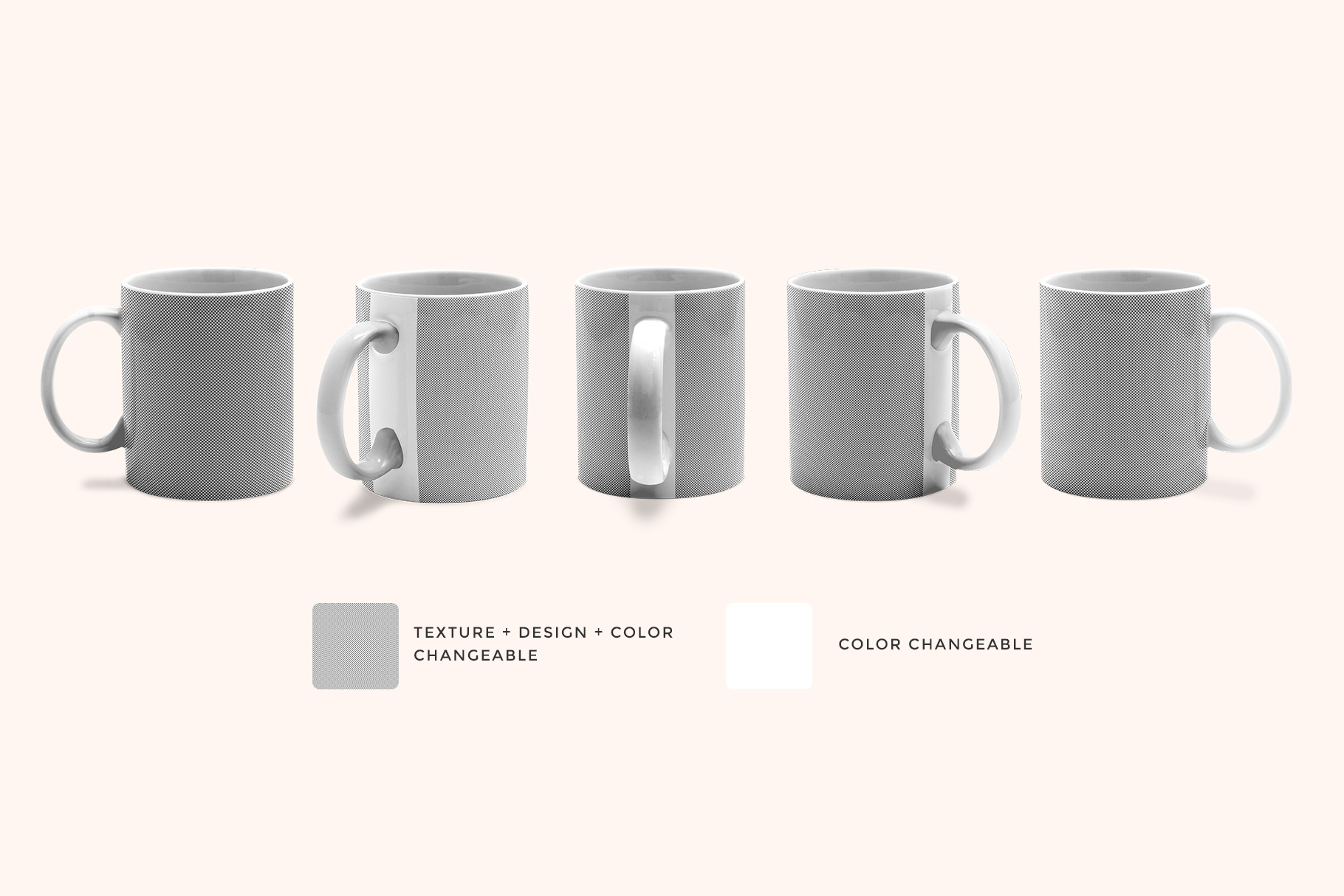 editability of the ceramic coffee mugs mockup set