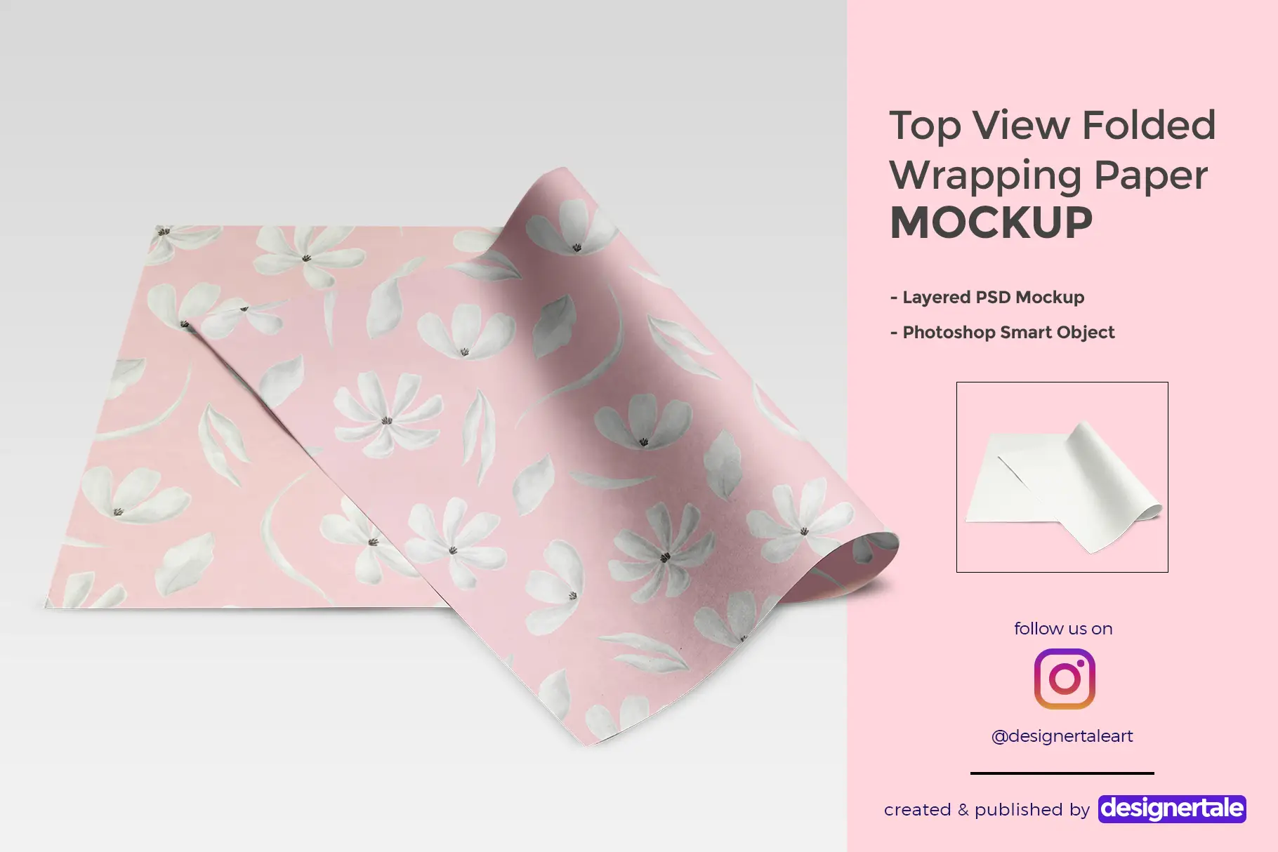 top view folded wrapping paper mockup
