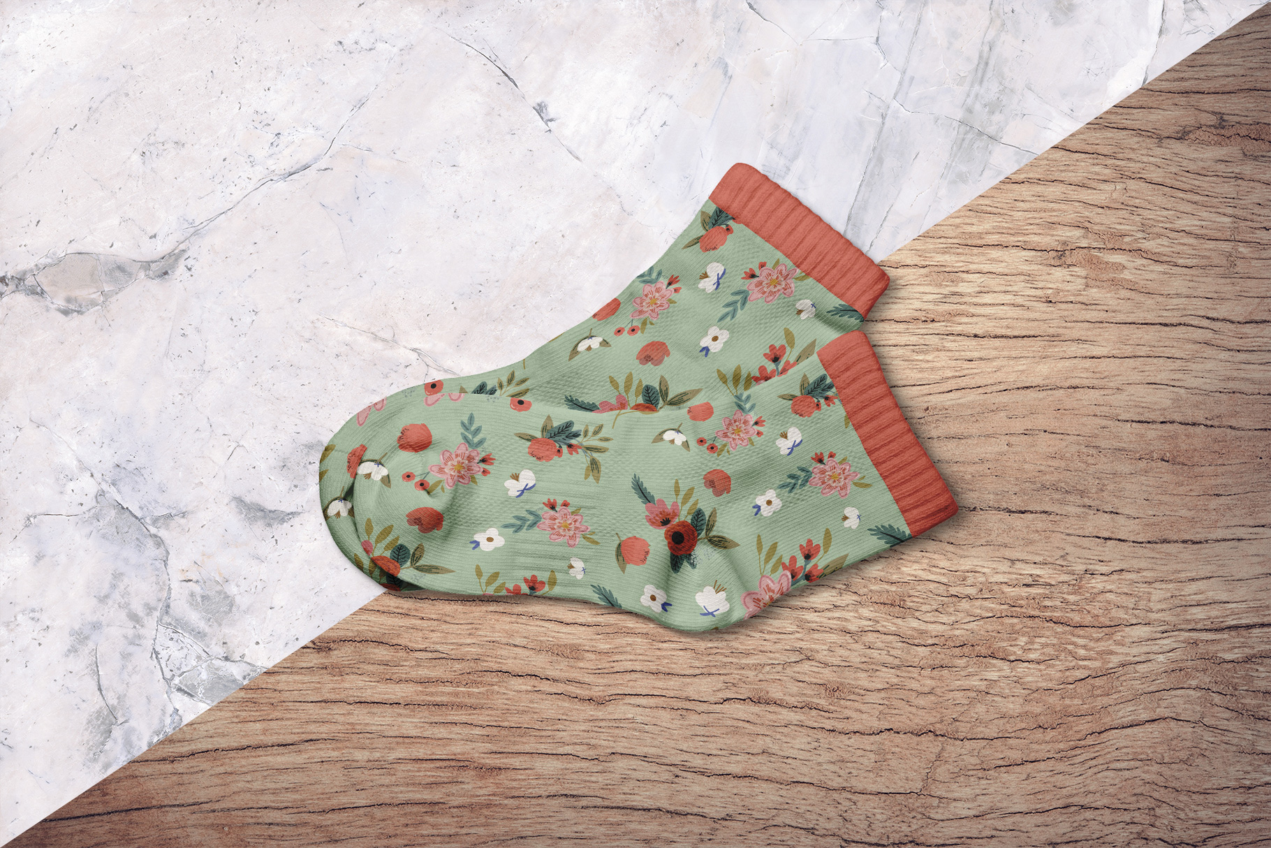 background options of the top view half socks mockup