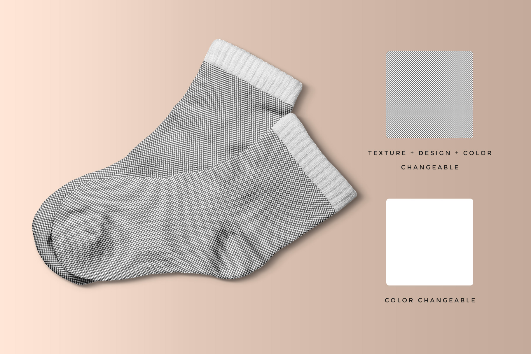 editability of the top view half socks mockup