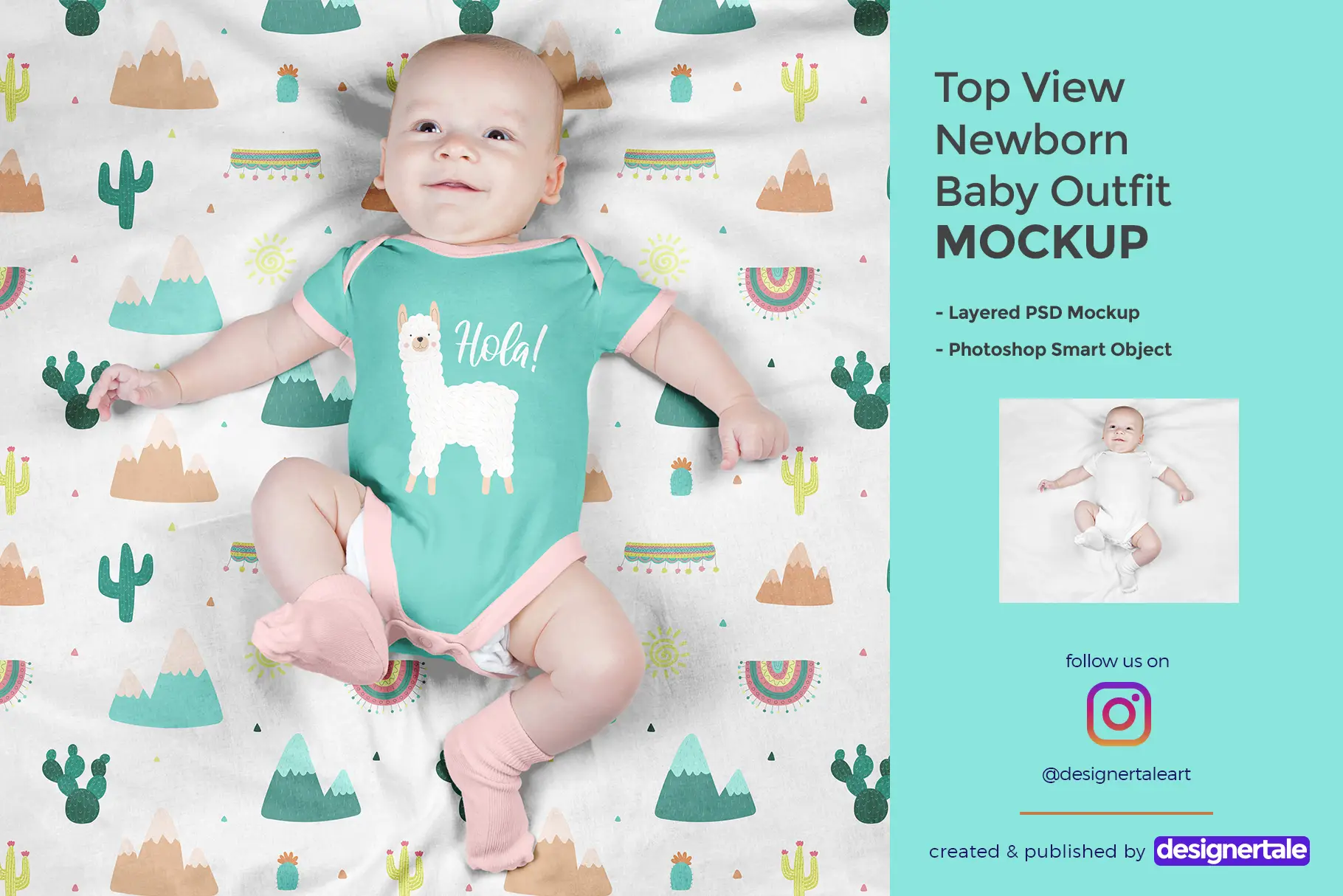 top view newborn baby outfit mockup