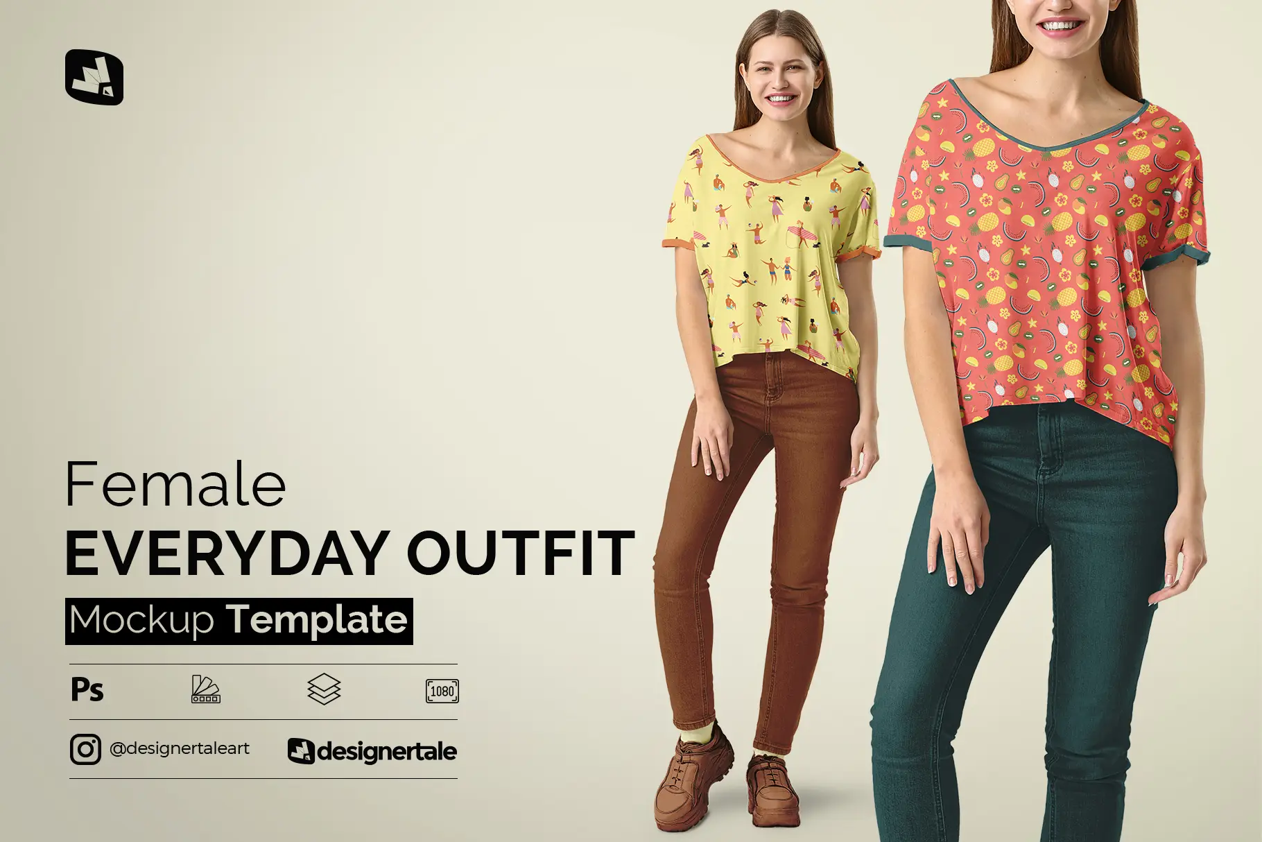 female everyday outfit mockup
