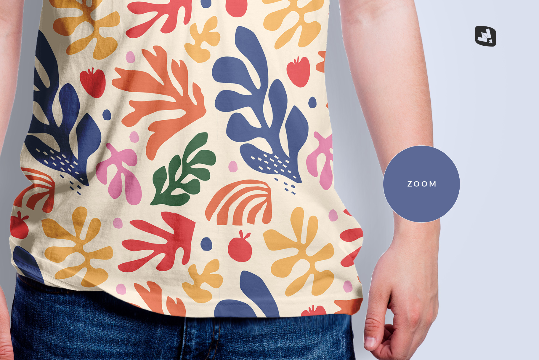 zoomed in image of the mens vneck tshirt mockup