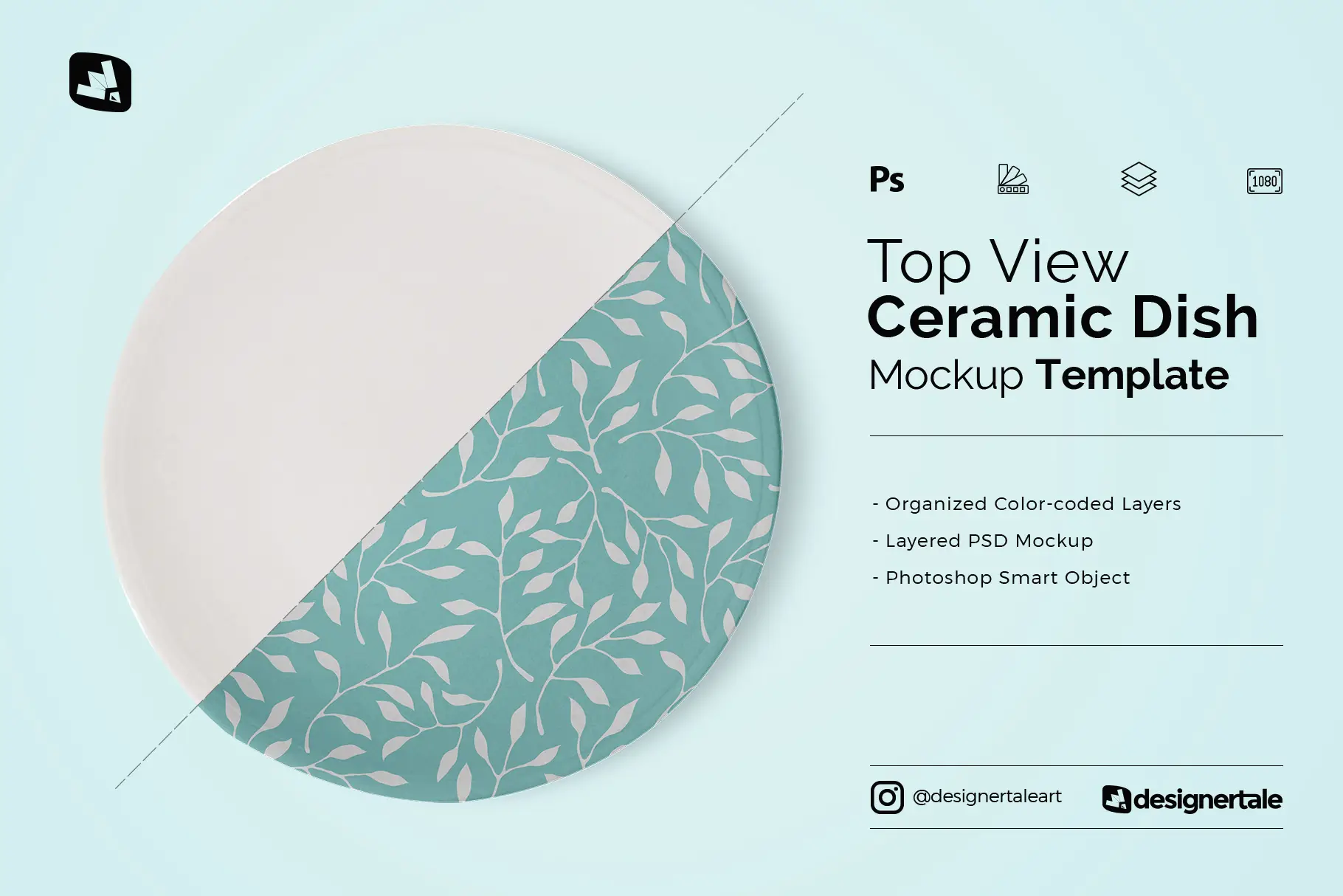 top view ceramic dish mockup