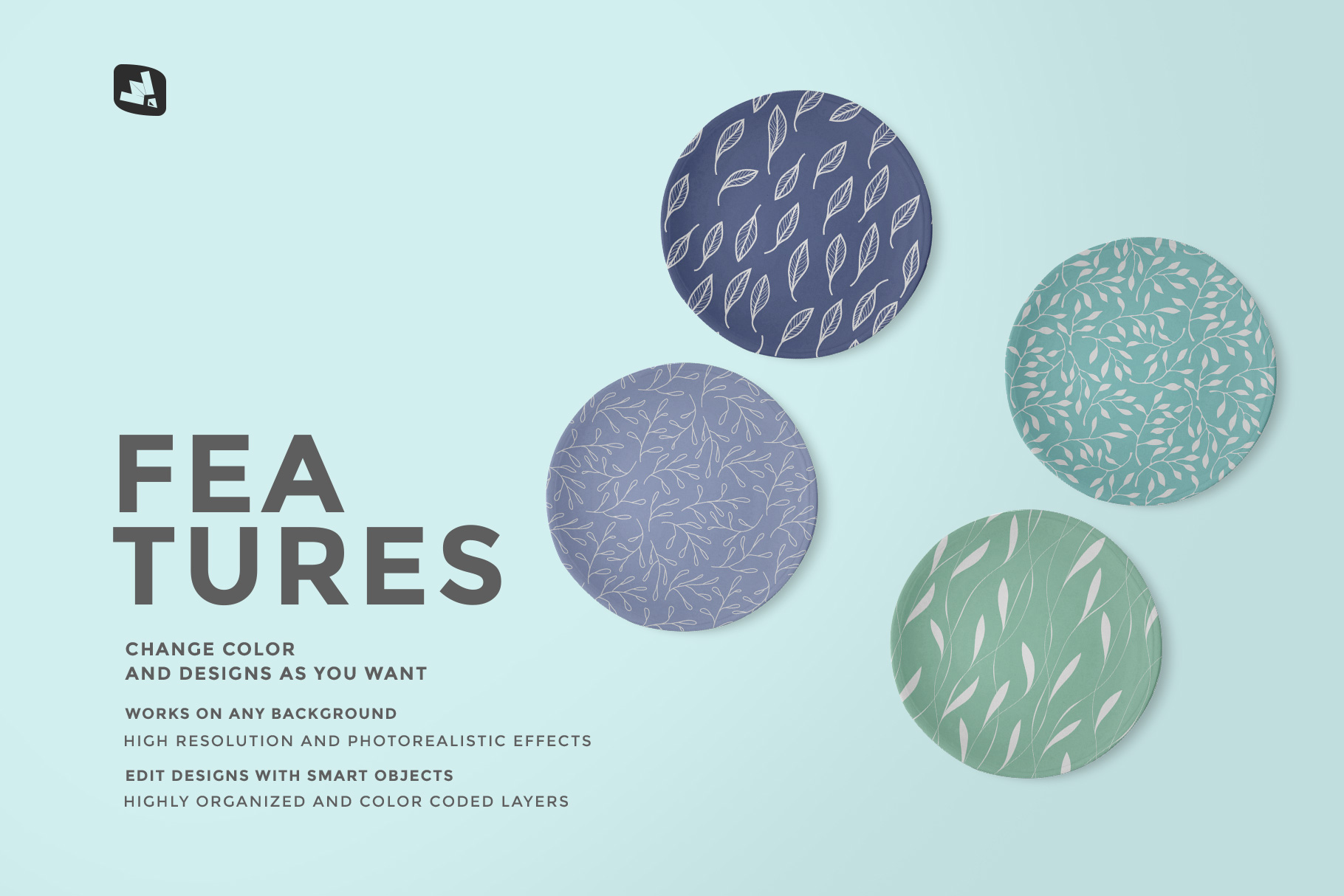 features of the top view ceramic dish mockup