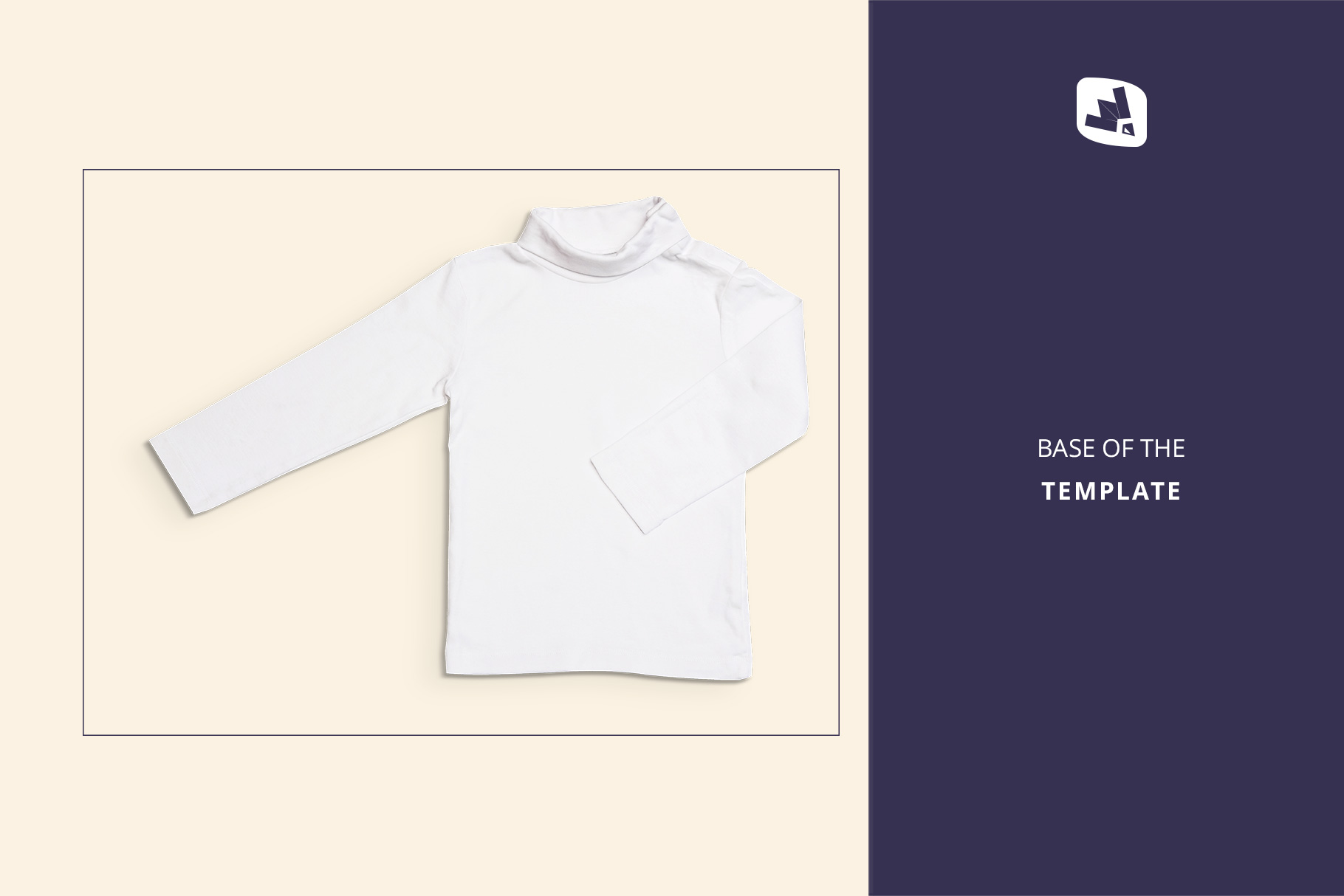 base image of the top view toddler turtle neck tshirt mockup