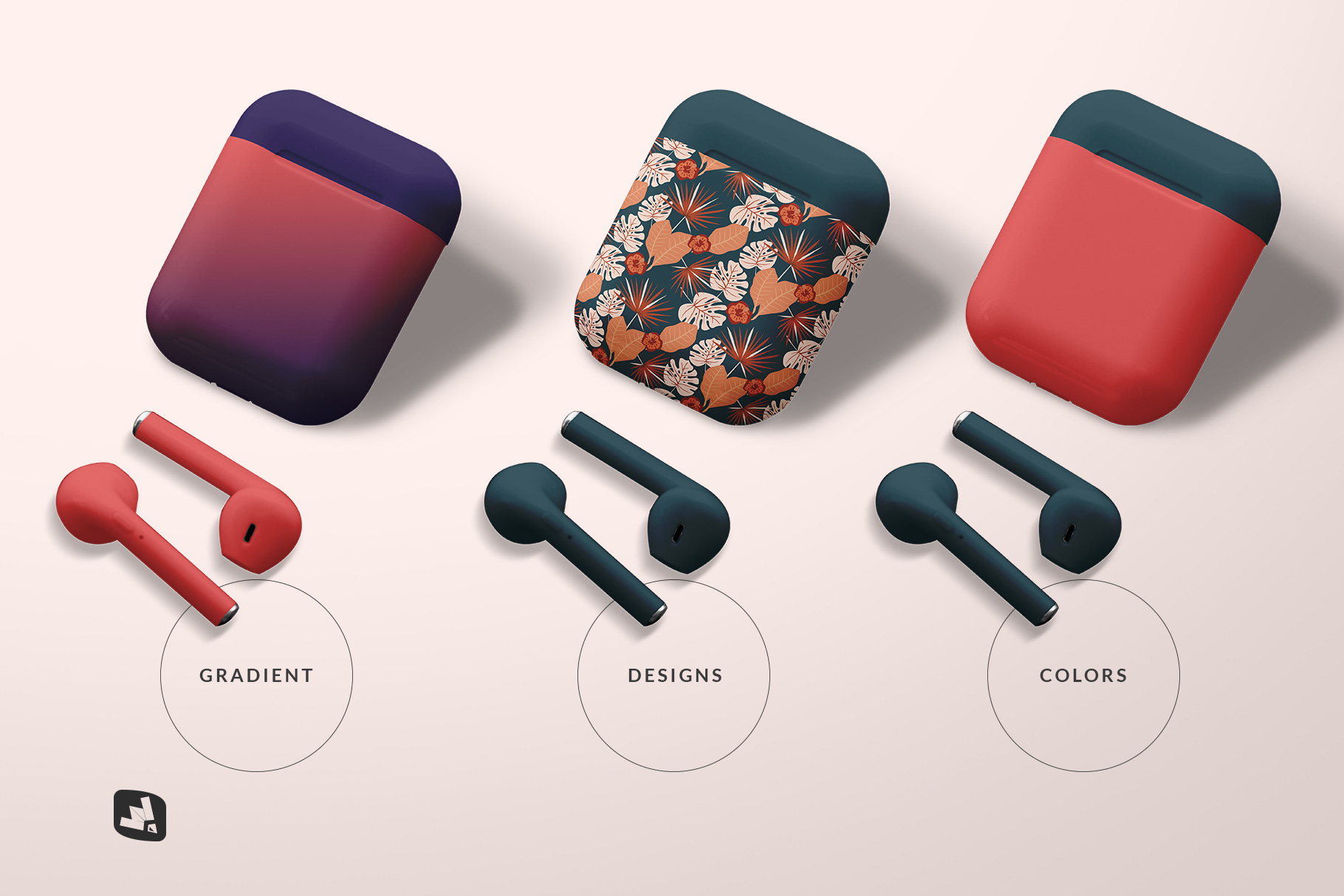 types of the airpod case mockup
