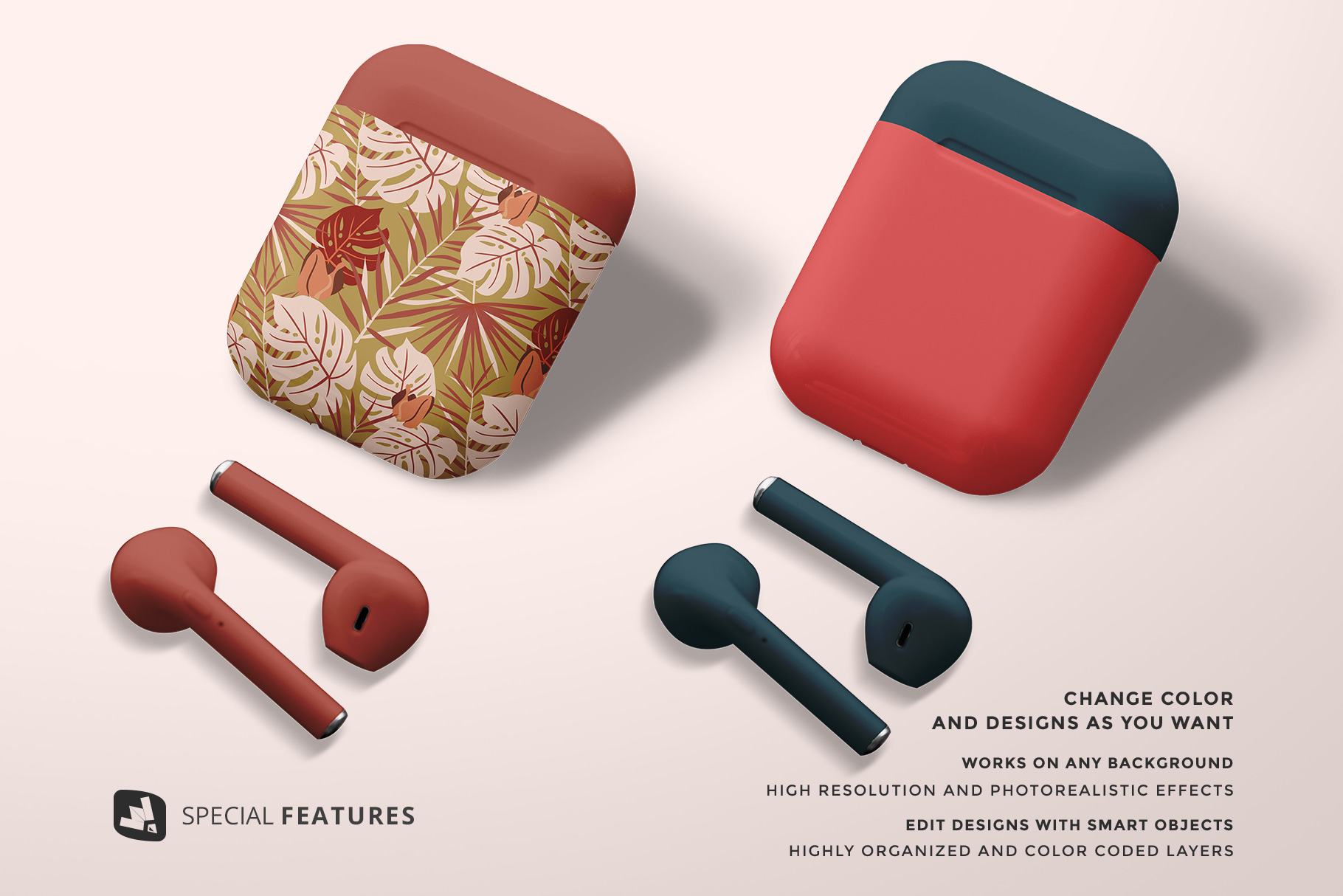special features of the airpod case mockup