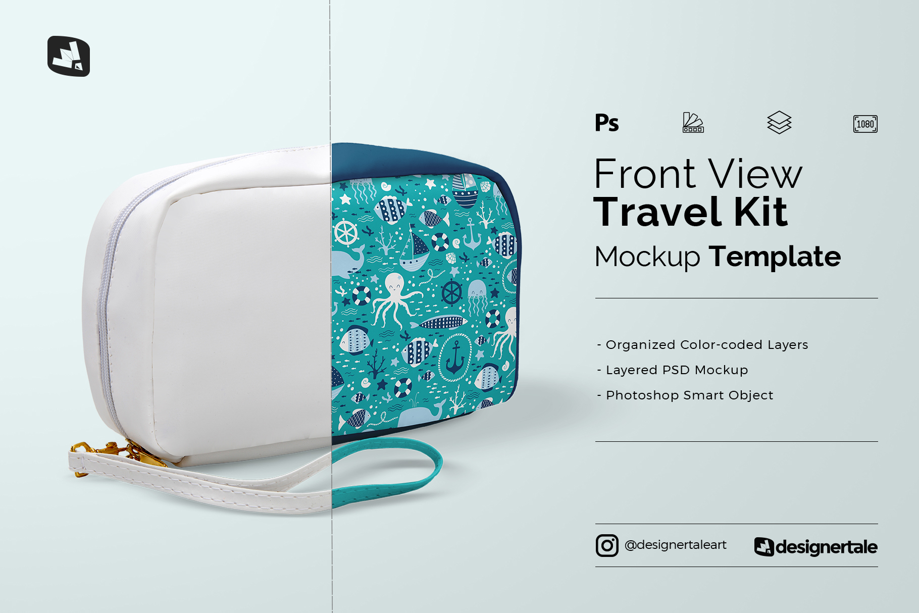 front view travel kit mockup
