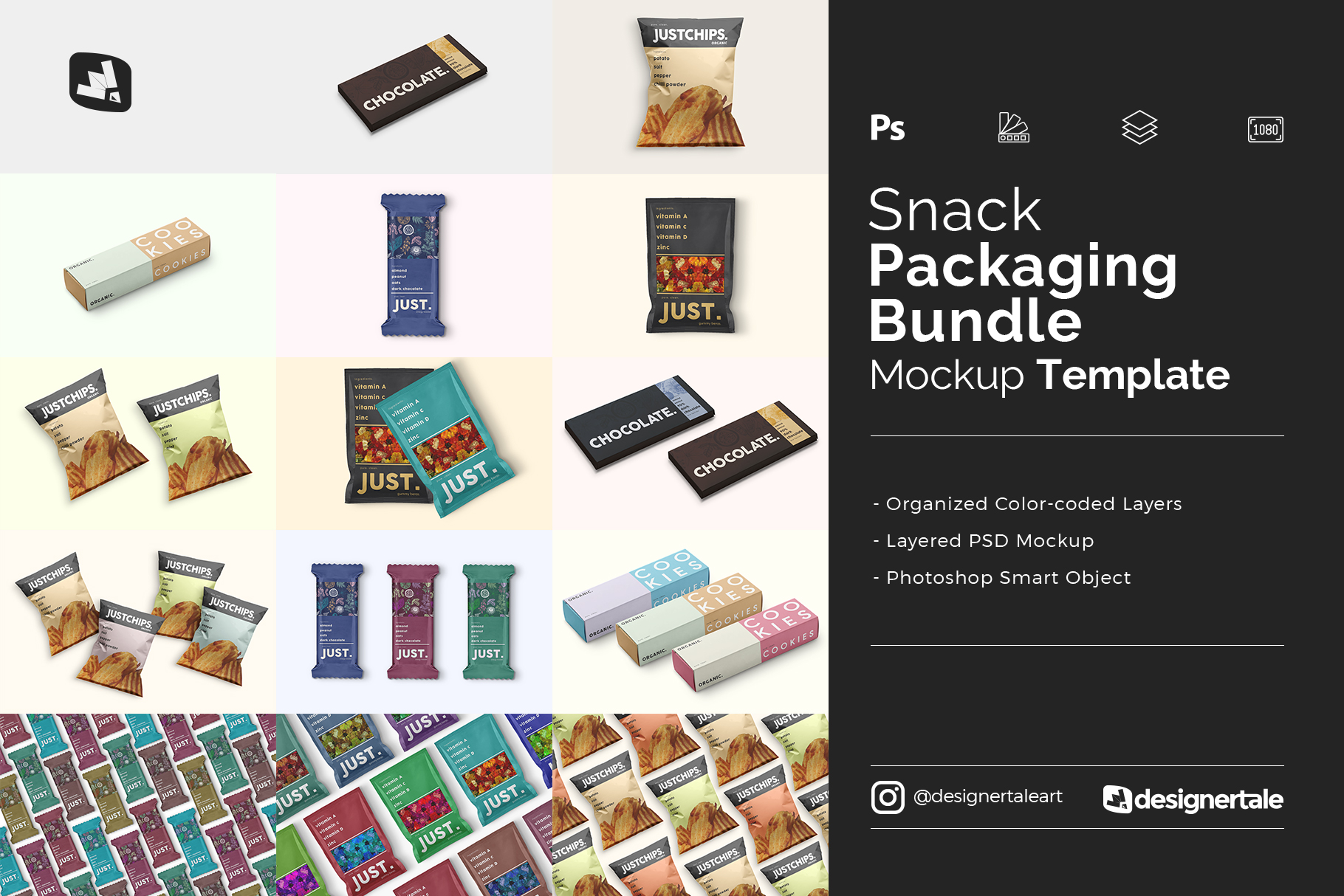 snack packaging mockup bundle