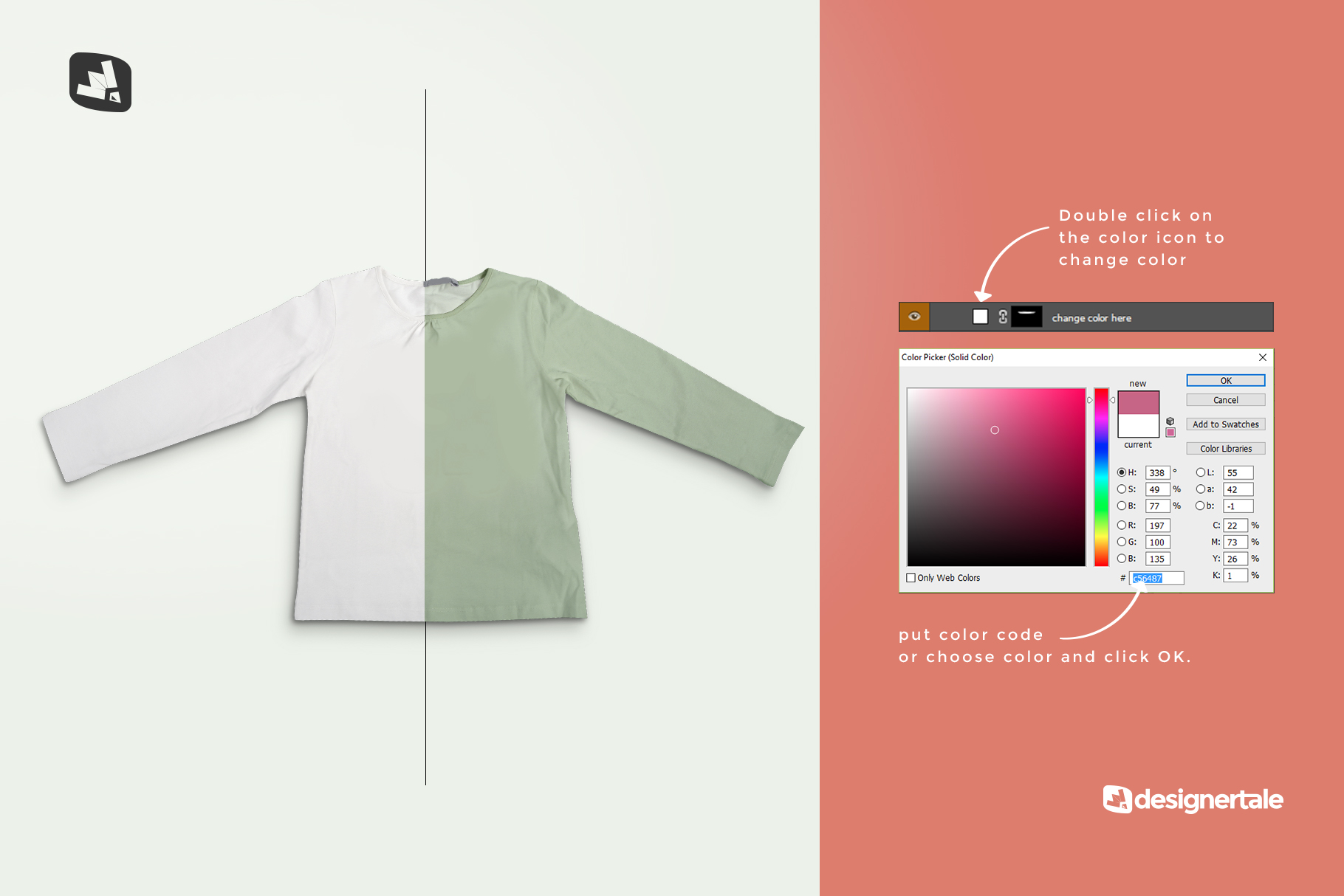 how to change color of the top view girls full sleeve top mockup