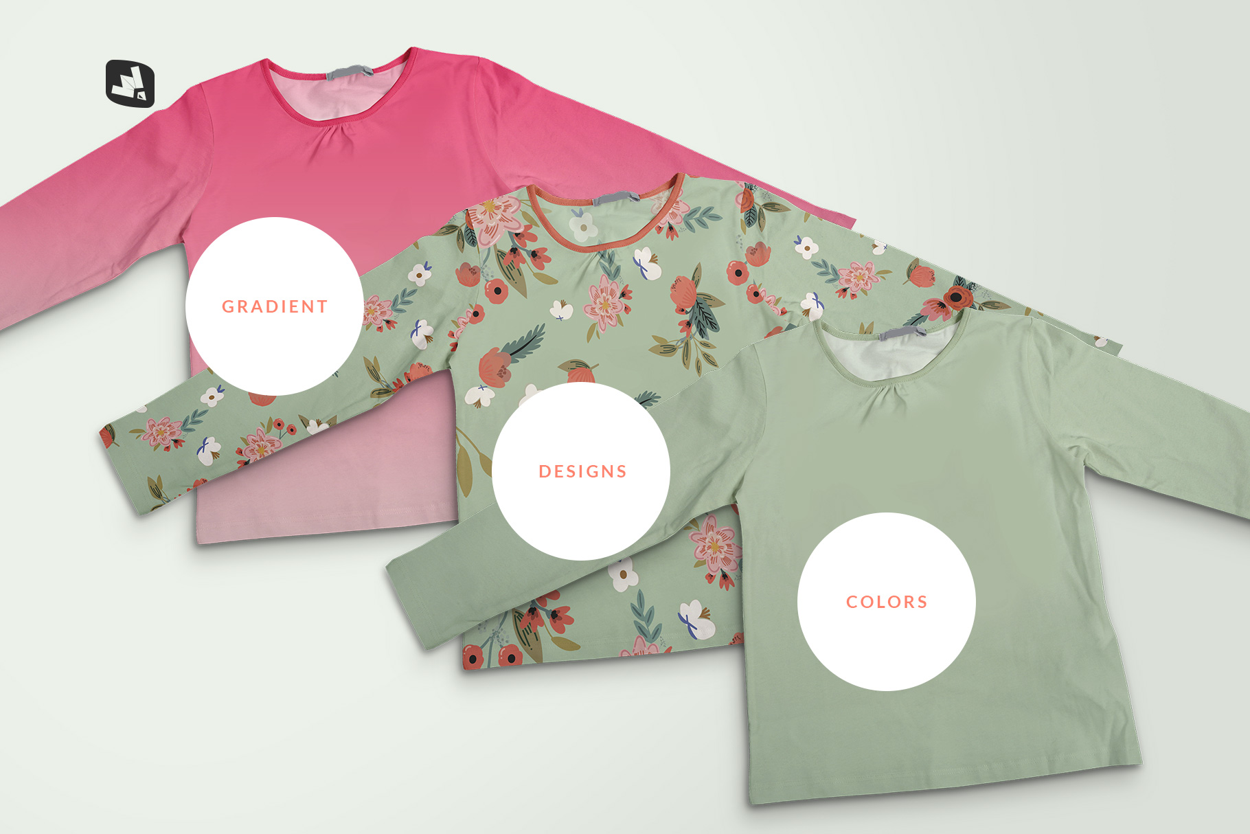 types of the top view girls full sleeve top mockup