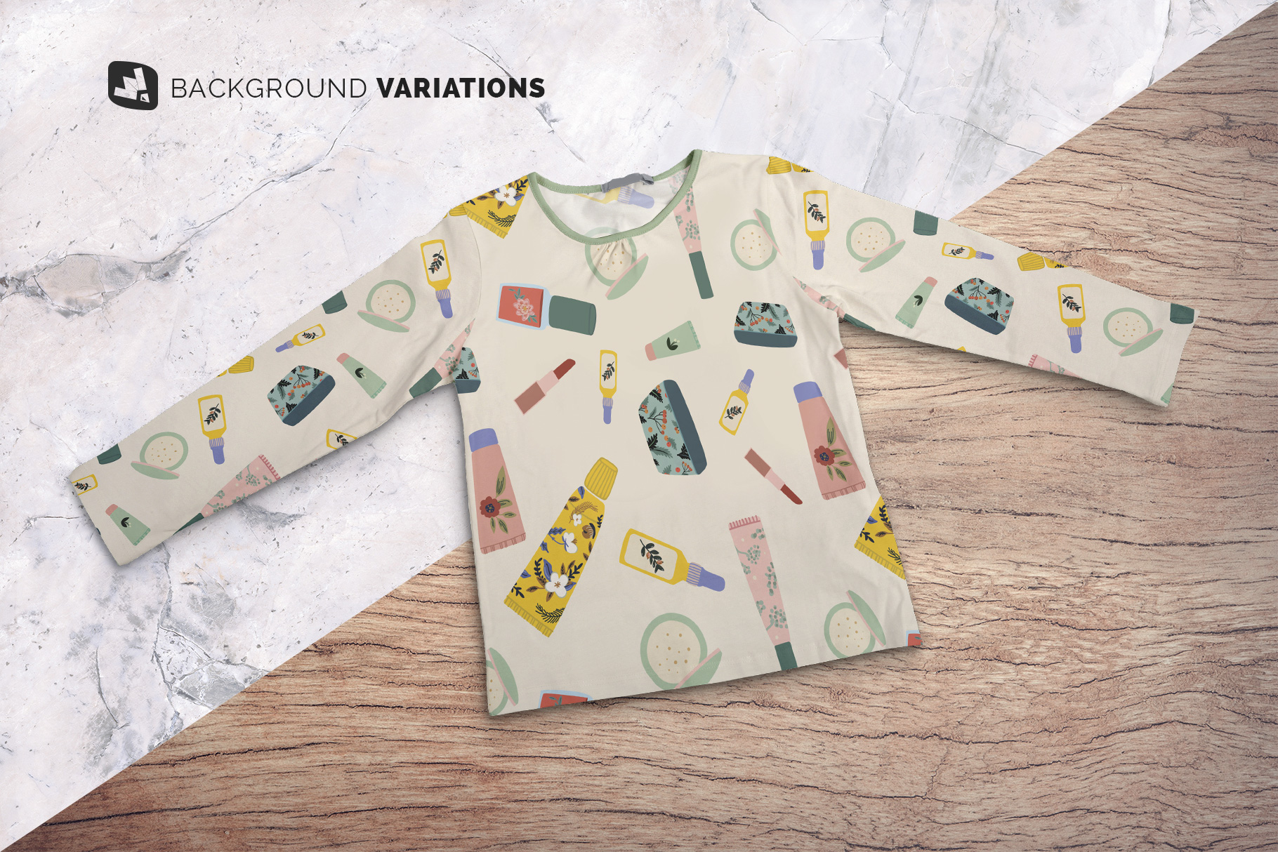 background options of the top view girls full sleeve top mockup