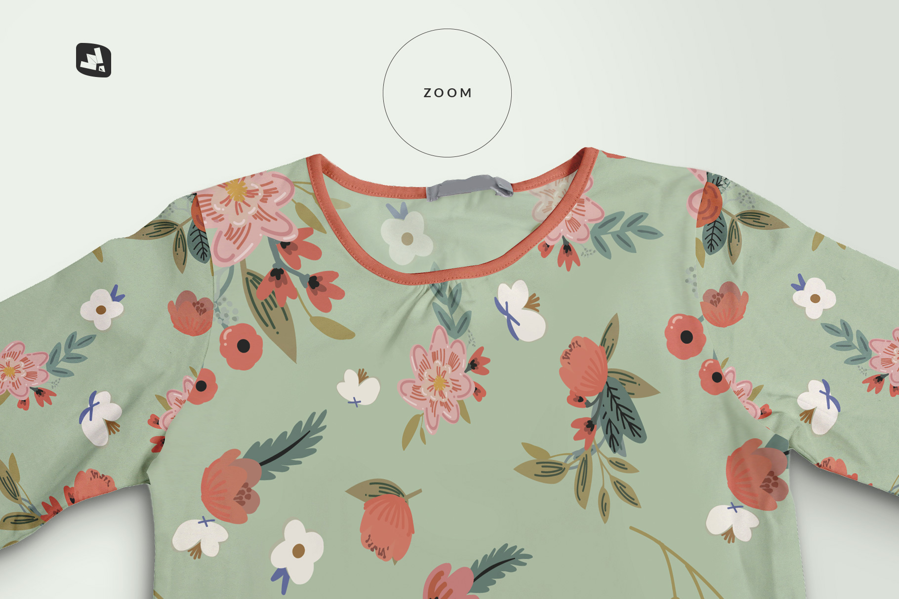 zoomed in image of the top view girls full sleeve top mockup