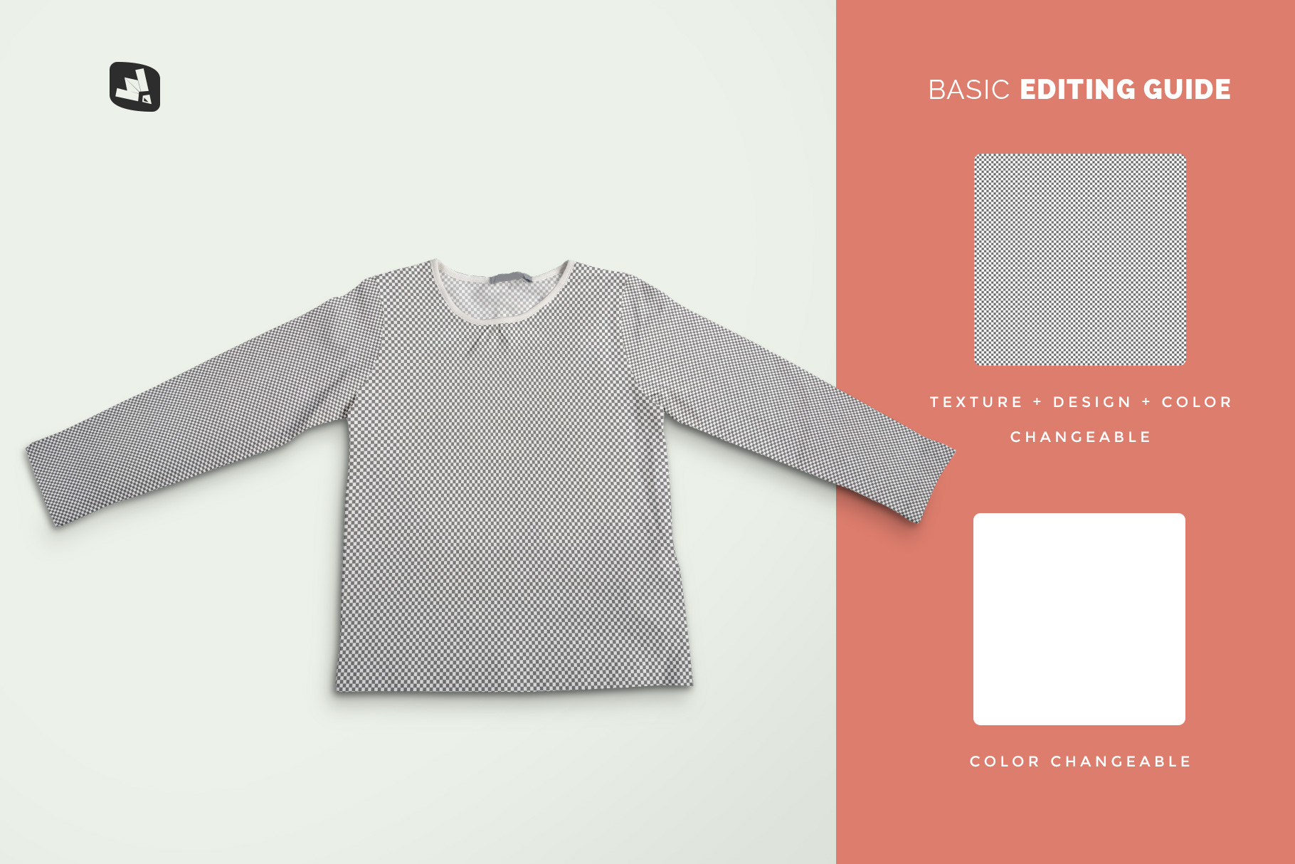 editability of the top view girls full sleeve top mockup