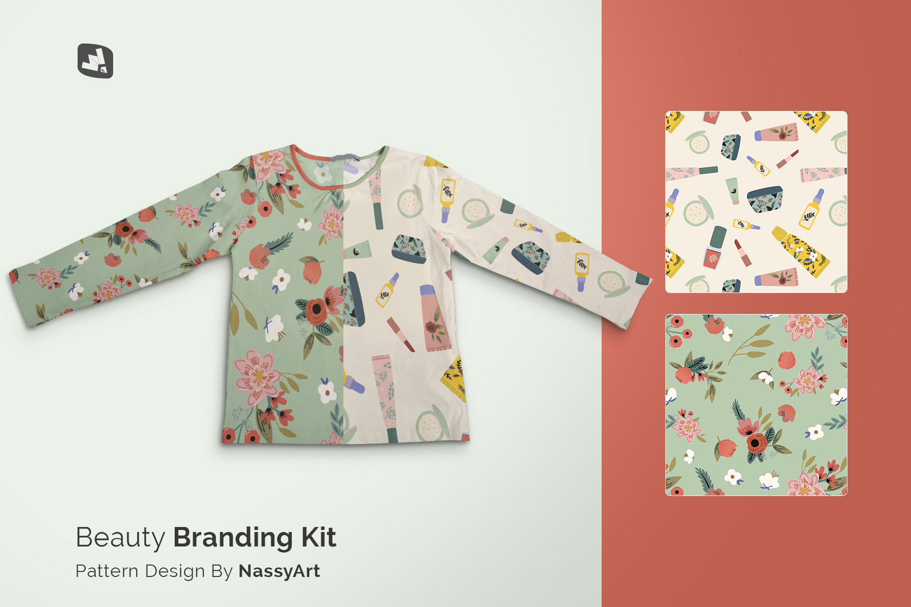 designer's credit of the top view girls full sleeve top mockup