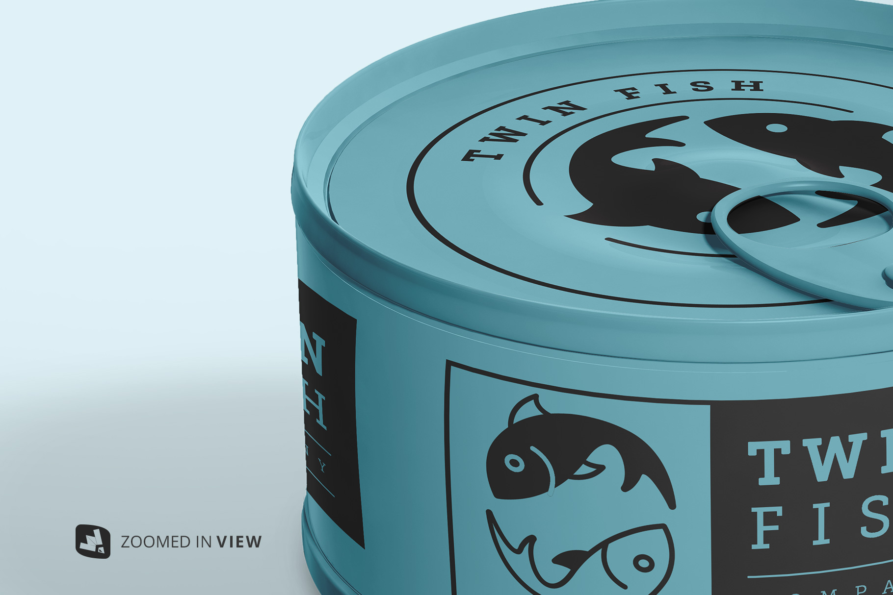 zoomed in image of the circular canned food packaging mockup