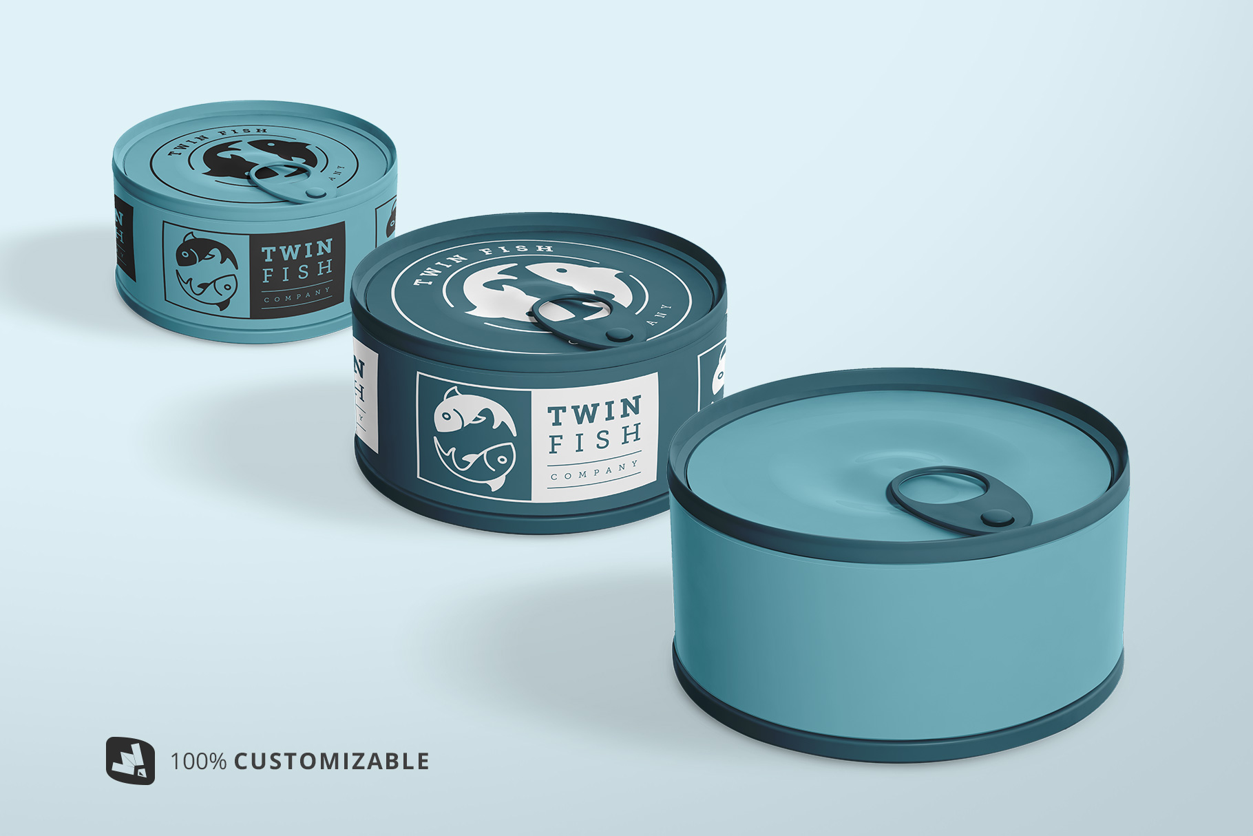 100% customizable circular canned food packaging mockup