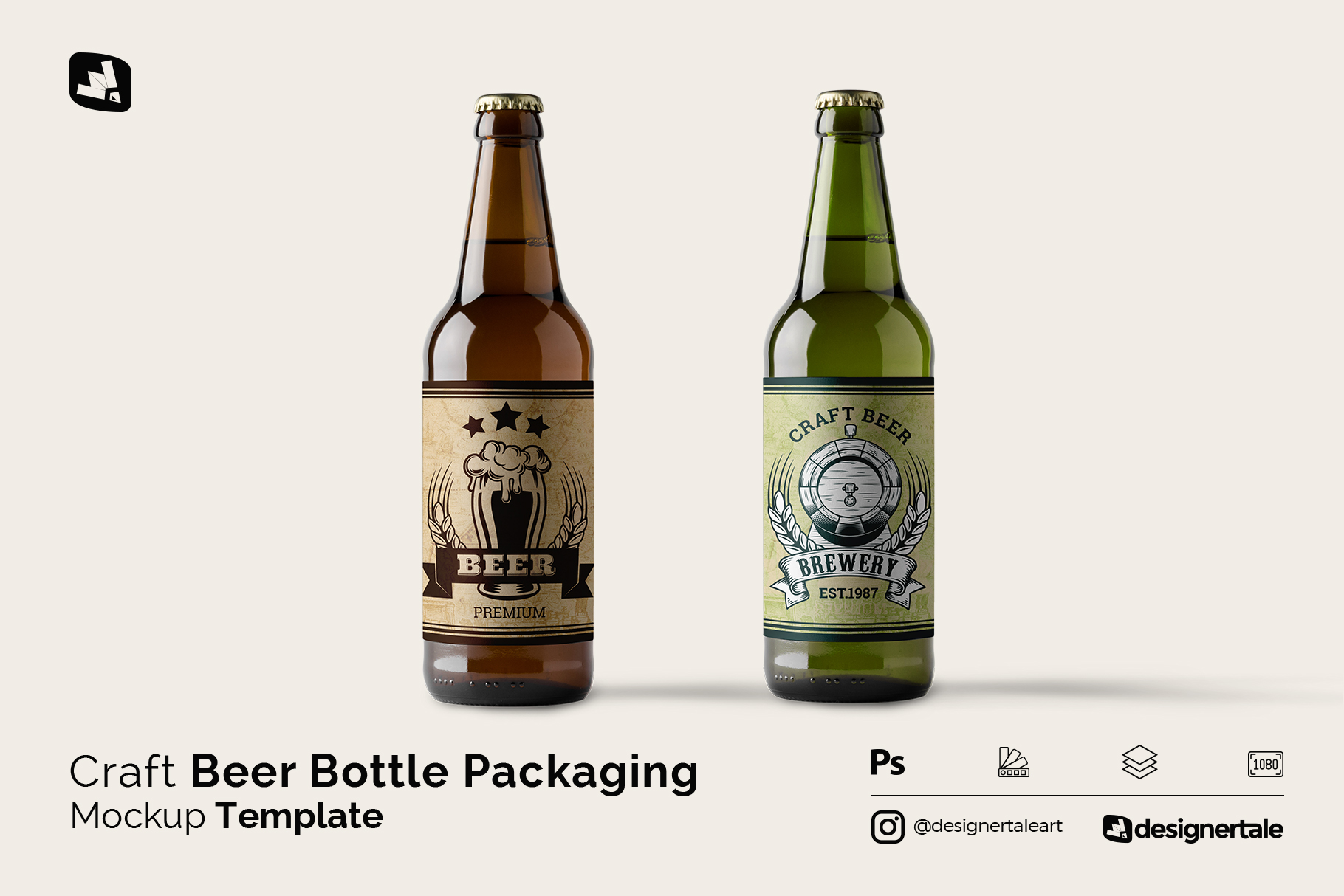 craft beer bottle packaging mockup